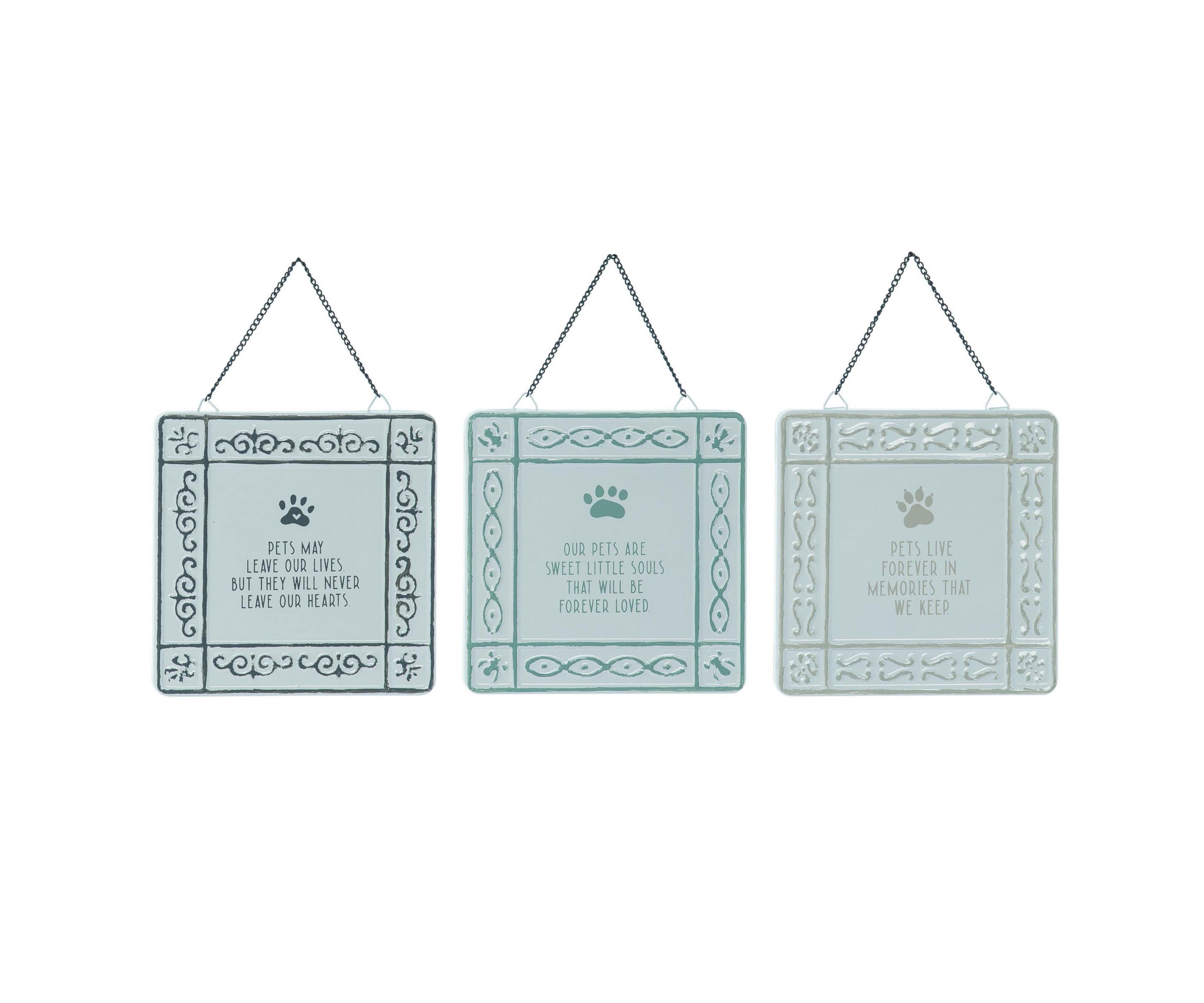 Transpac Tin Hanging Animal Blessing Tiles Set of 3 Spring Home Decorations