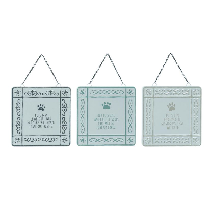 Transpac Tin Hanging Animal Blessing Tiles Set of 3 Spring Home Decorations
