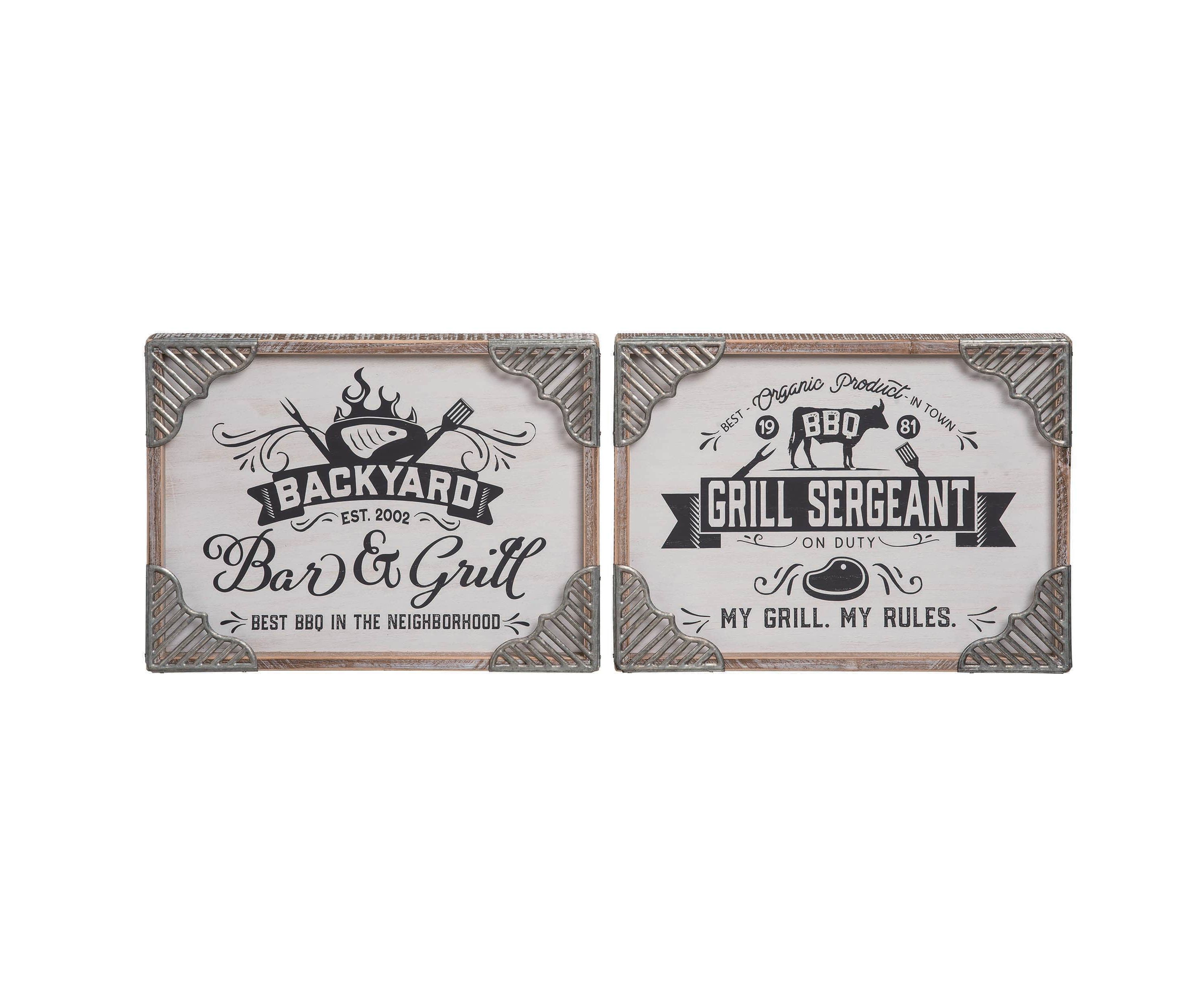 Transpac Wood BBQ Sign Set of 2 Spring Home Decorations