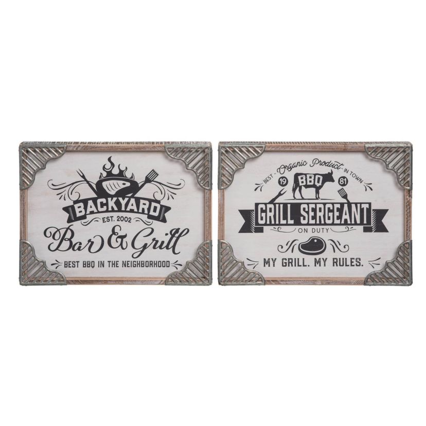 Transpac Wood BBQ Sign Set of 2 Spring Home Decorations