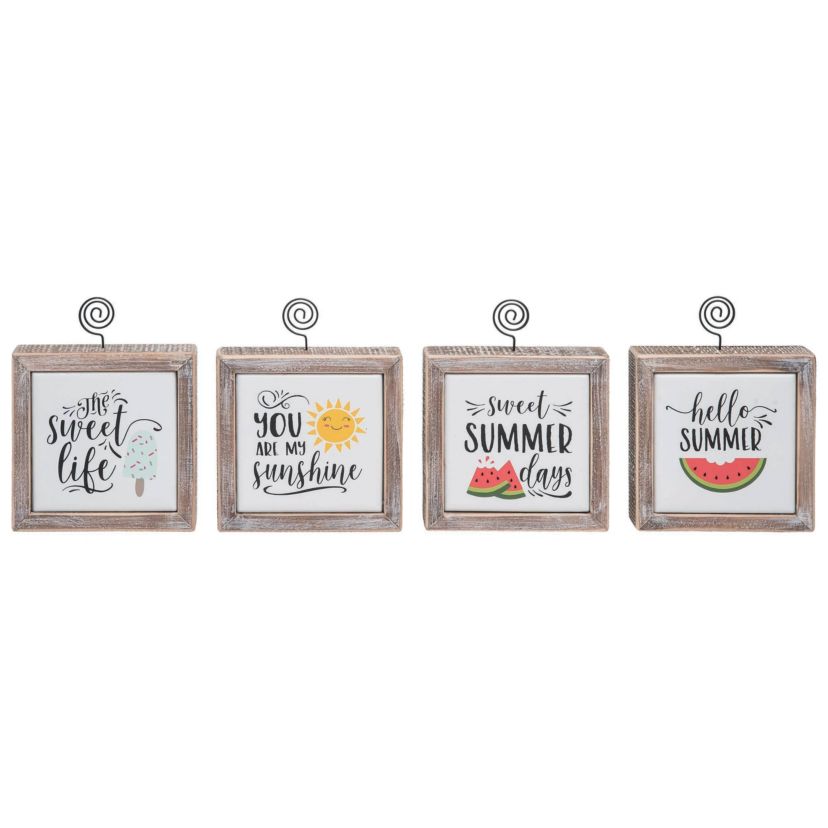 Transpac Wood Summer Fun Photo Clip Decor Set of 4 Spring Home Decorations