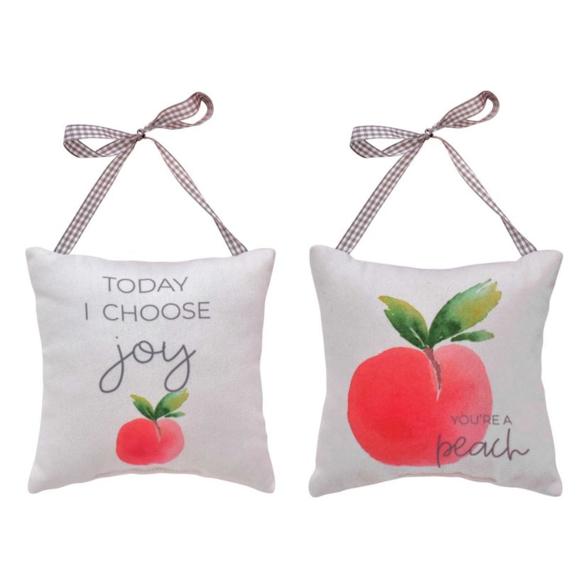Transpac Cotton Hanging Peach Pillows Set of 2 Spring Home Decorations