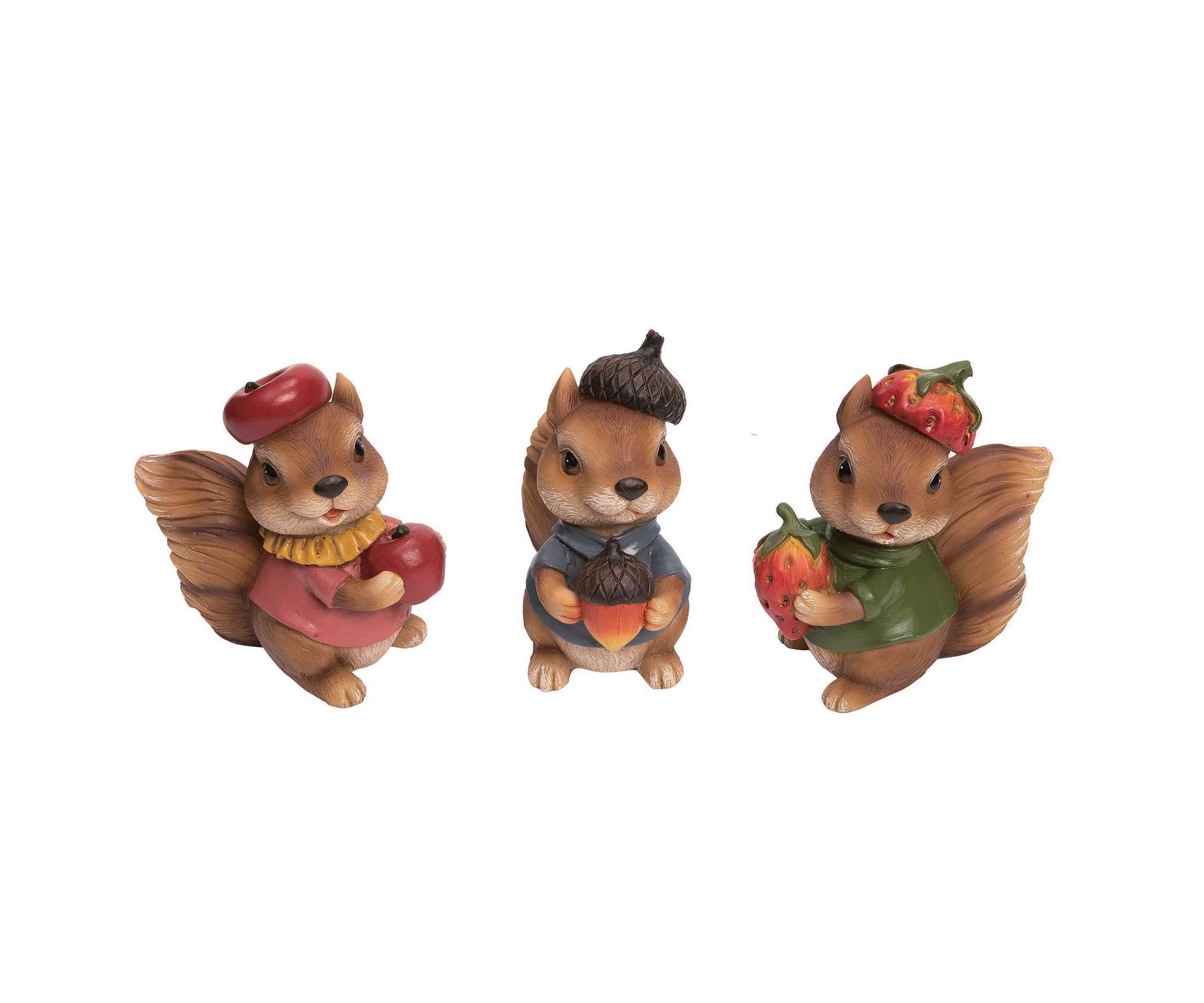 Transpac Large Resin Whimsical Squirrel Figurine Set of 3 Spring Home Decorations