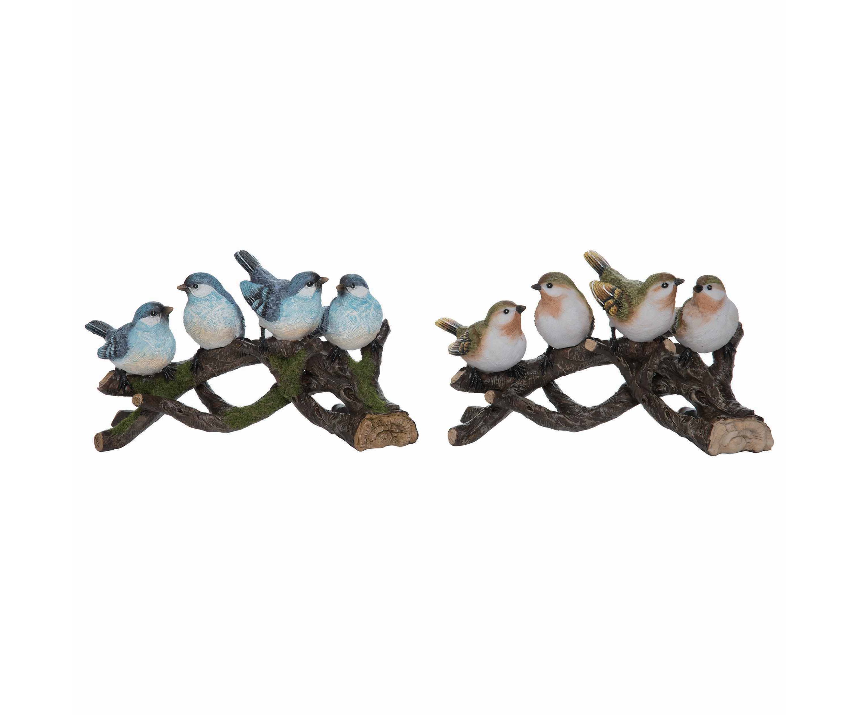 Transpac Resin Birds On Branch Set of 2 Spring Home Decorations