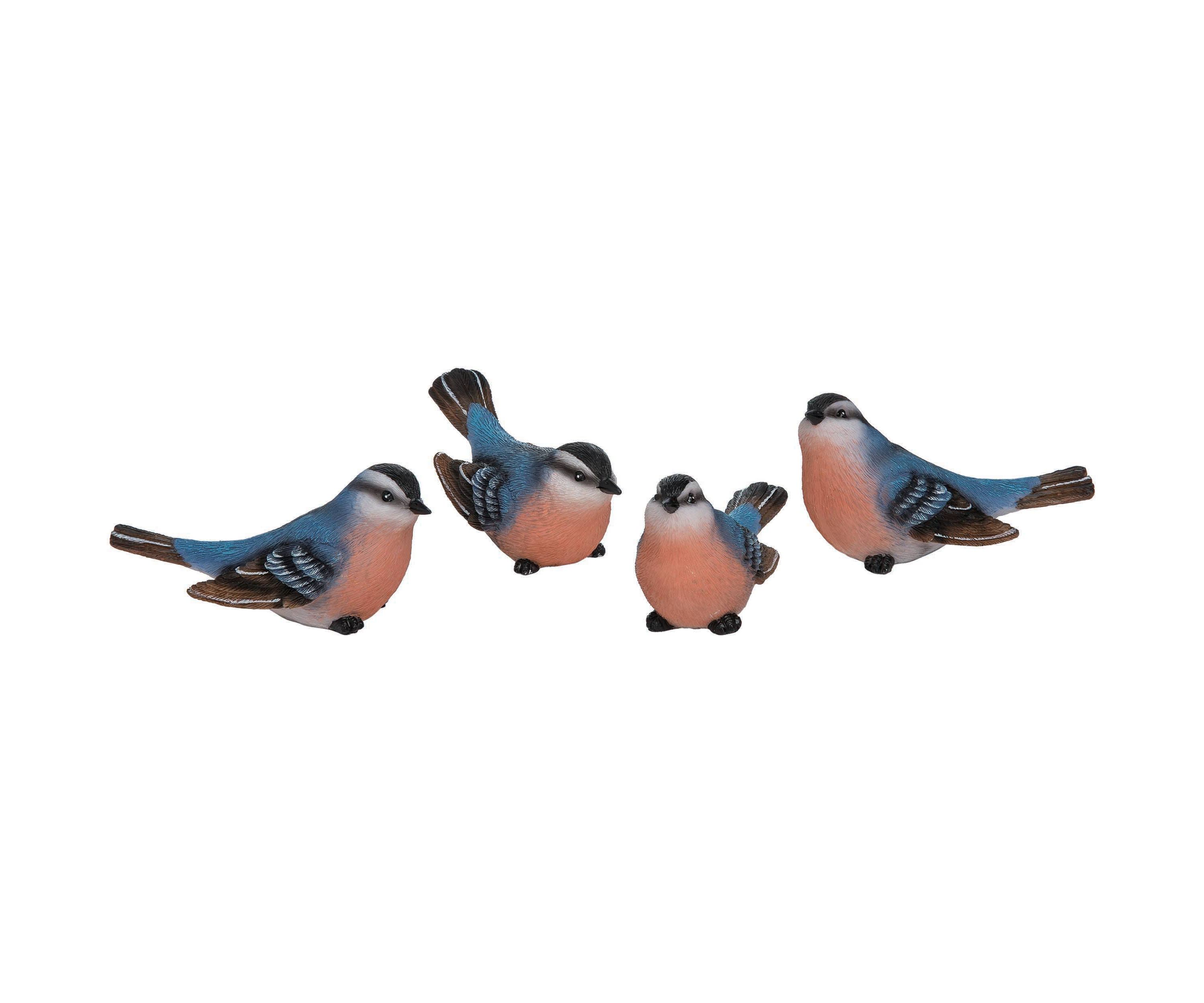 Transpac Medium Resin Blue & Coral Bird Set of 4 Spring Home Decorations
