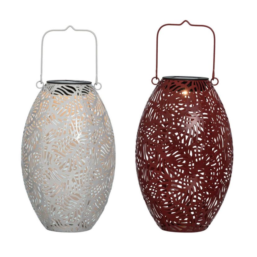 Transpac Metal Solar Leaf Burst Lantern Set of 2 Spring Home Decorations