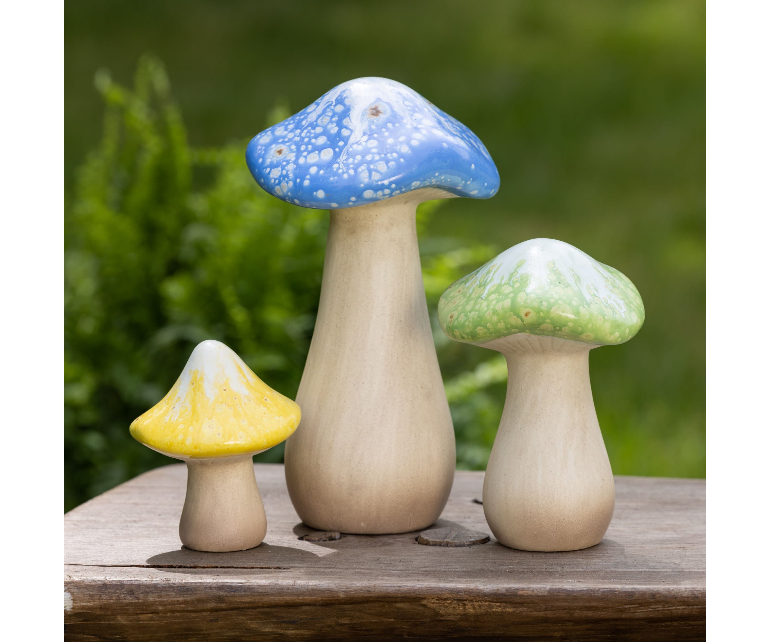 Transpac Ceramic 9.75 in. Terracotta Mushroom Decor Set of 3
