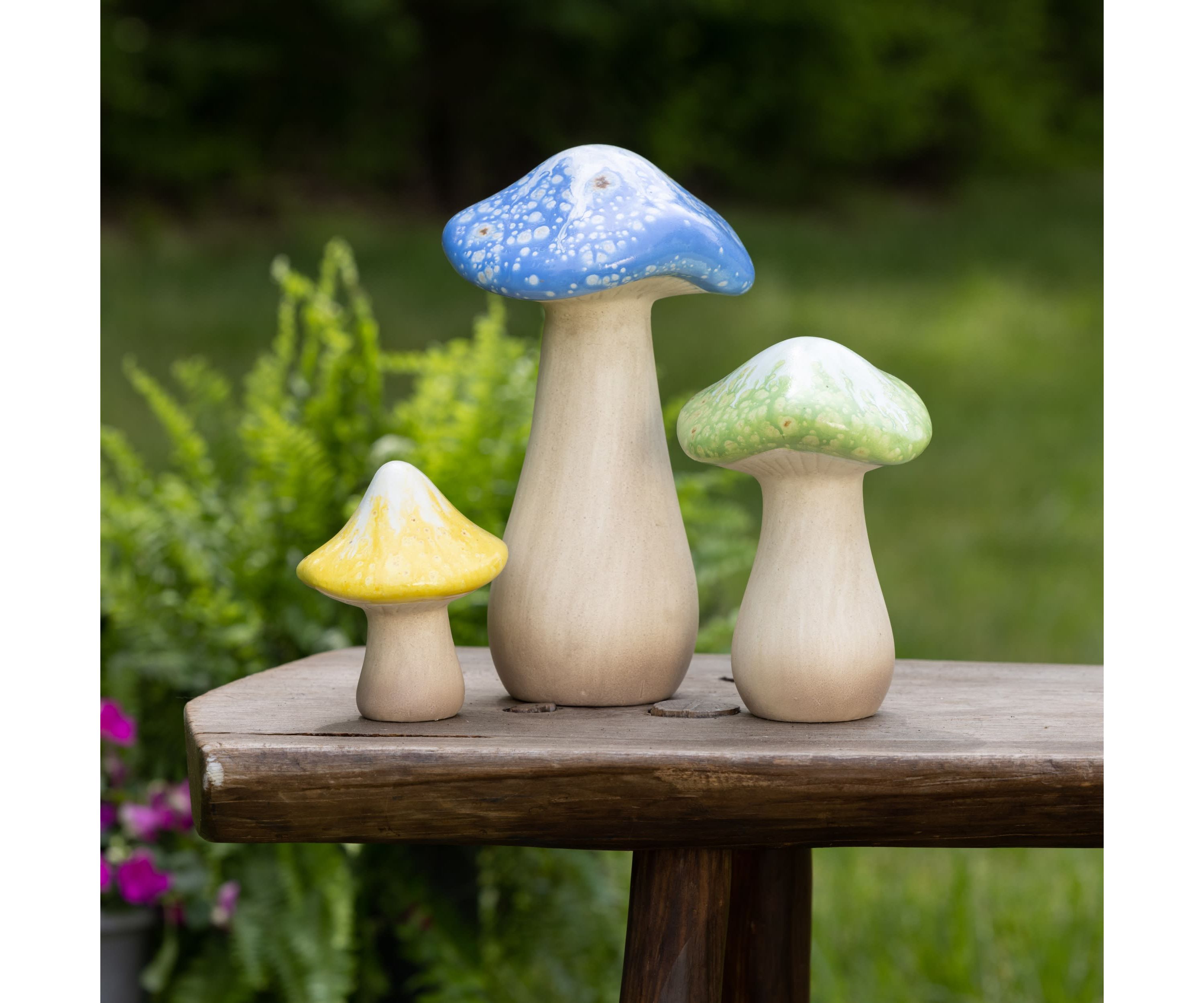 Transpac Ceramic 9.75 in. Terracotta Mushroom Decor Set of 3