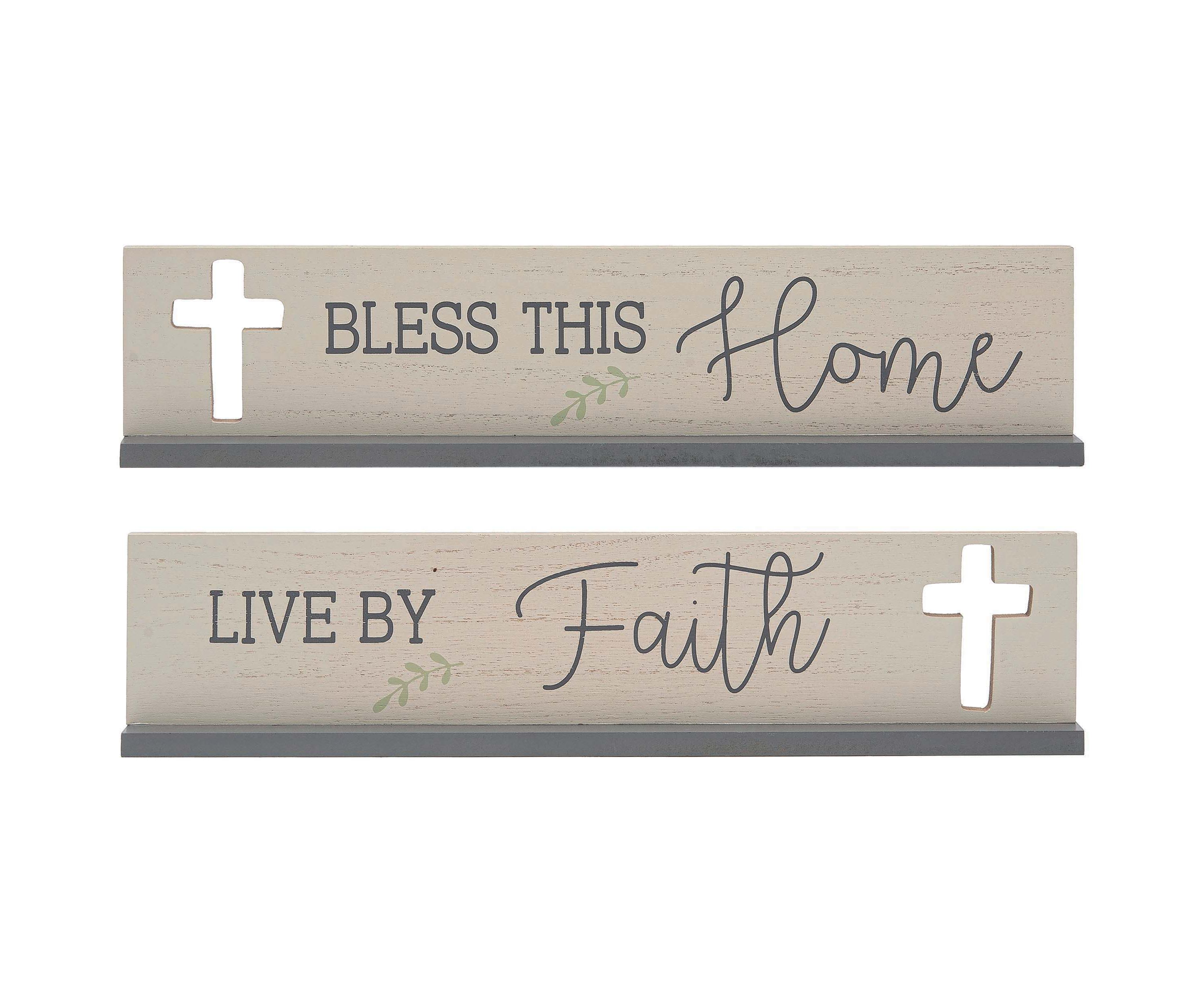 Transpac MDF Cross Cut Out Block Decor Set of 2 Spring Home Decorations