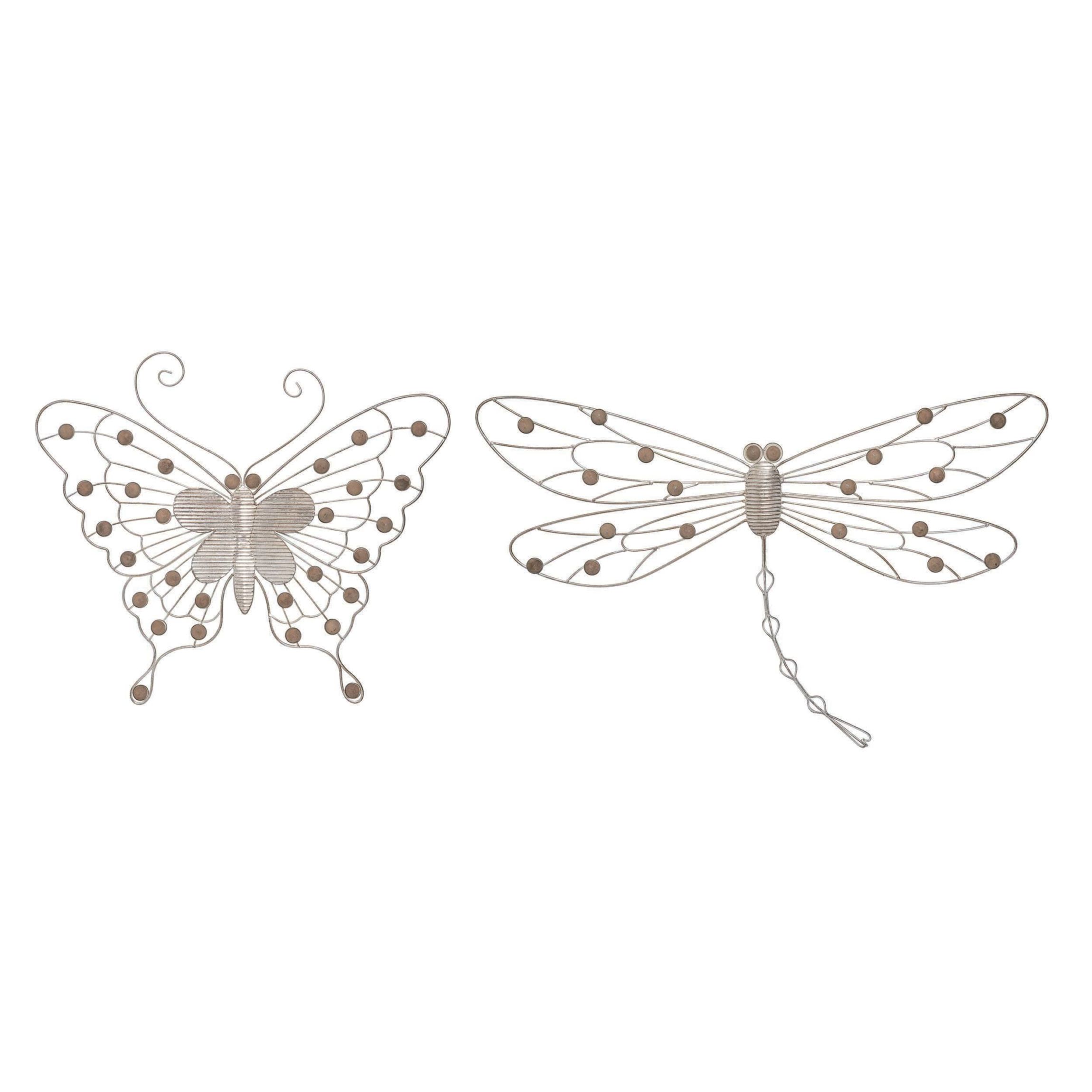 Transpac Metal Butterfly/Dragonfly Wall Art Set of 2 Spring Home Decorations