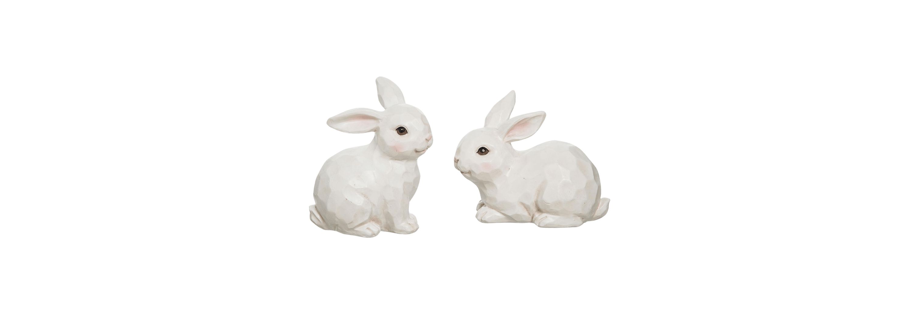 Transpac Large Sculpted Easter Bunny Figurines Set of 2 Home Decorations Easter