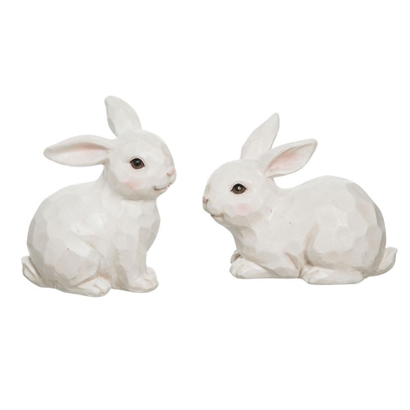 Transpac Large Sculpted Easter Bunny Figurines Set of 2 Home Decorations Easter