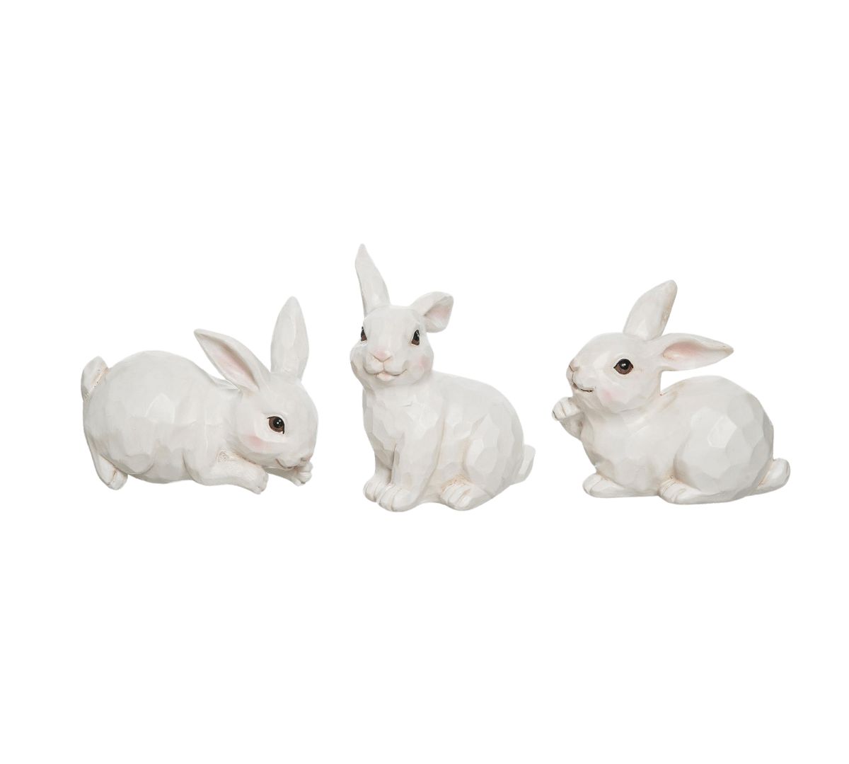 Transpac Small Sculpted Easter Bunny Figurine Set of 3 Home Decorations Easter
