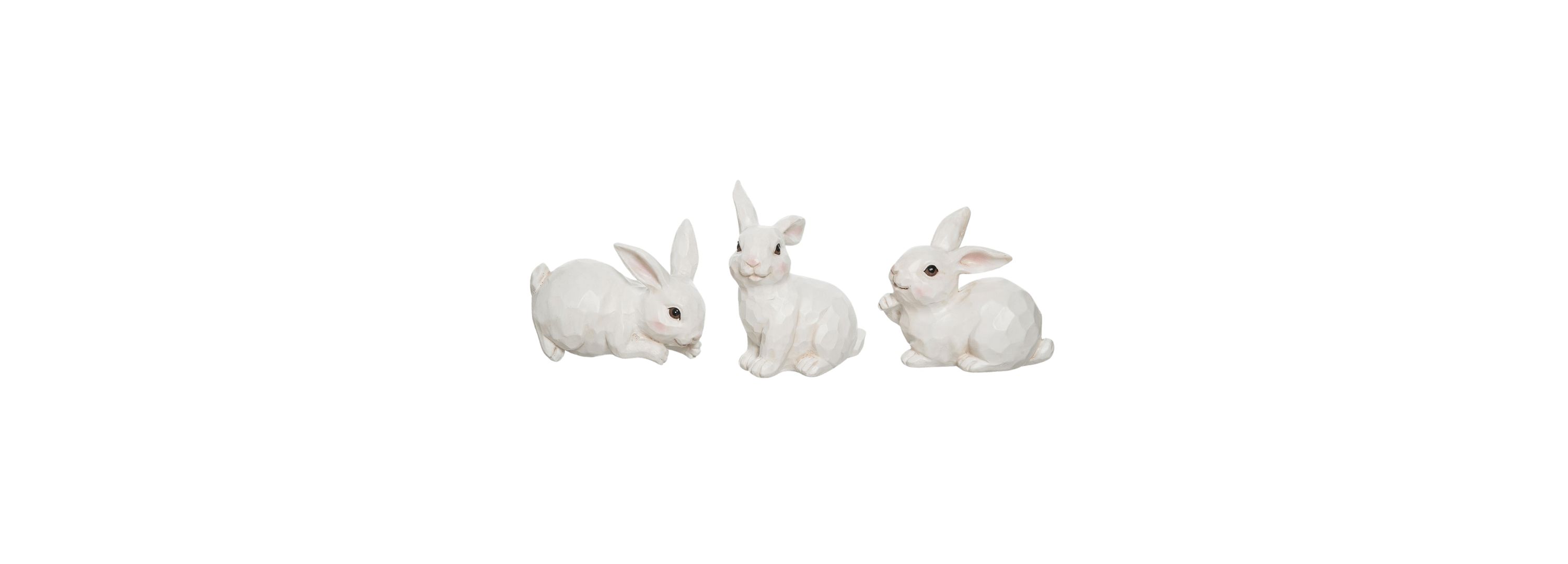 Transpac Small Sculpted Easter Bunny Figurine Set of 3 Home Decorations Easter
