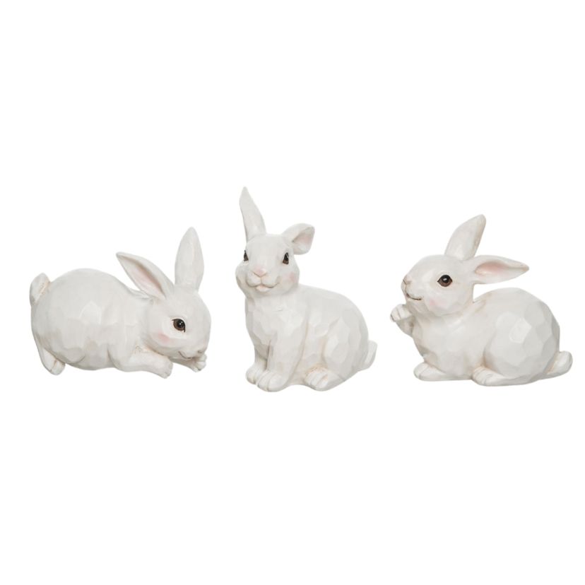 Transpac Small Sculpted Easter Bunny Figurine Set of 3 Home Decorations Easter