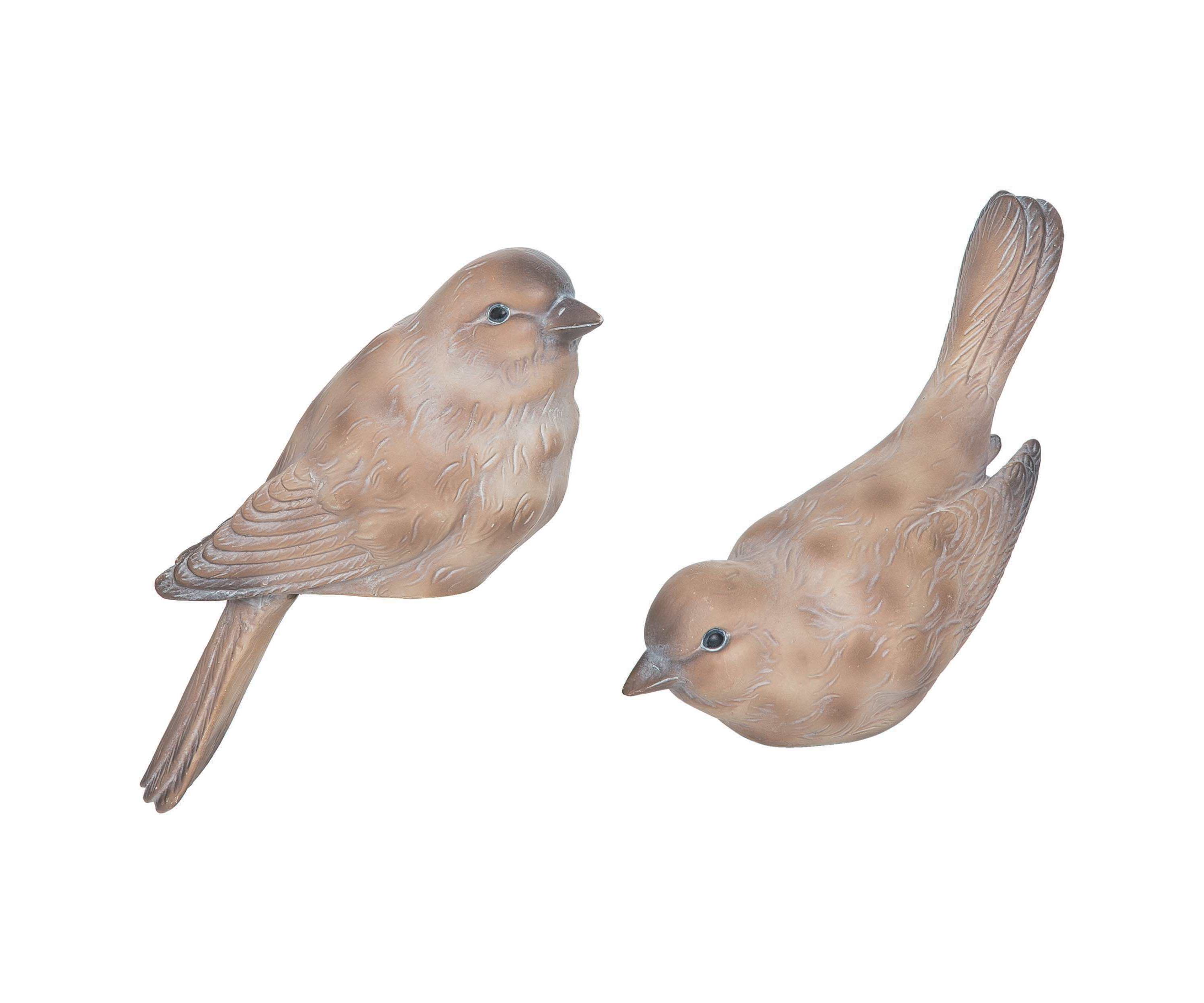 Transpac Resin Taupe Bird Sitter Set of 2 Spring Home Decorations