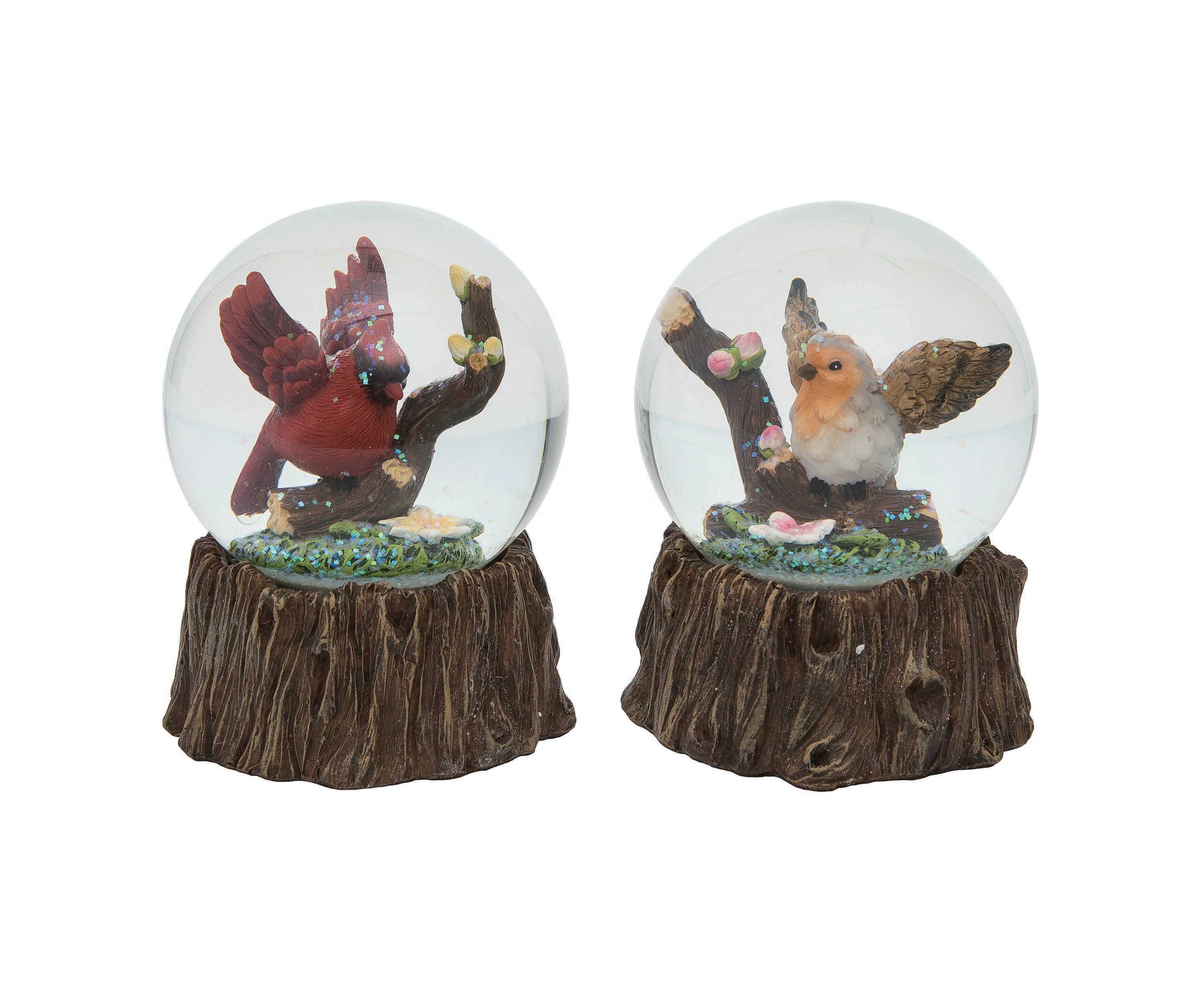 Transpac Resin Cardinal/Robin Water Globe Set of 2 Spring Home Decorations