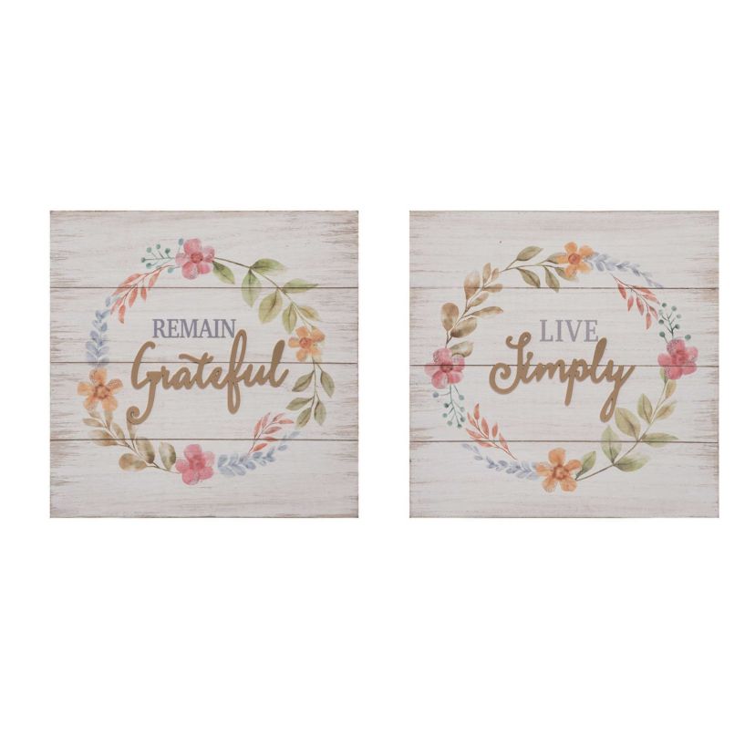 Transpac MDF Dimensional Simplicity Decor Set of 2 Spring Home Decorations