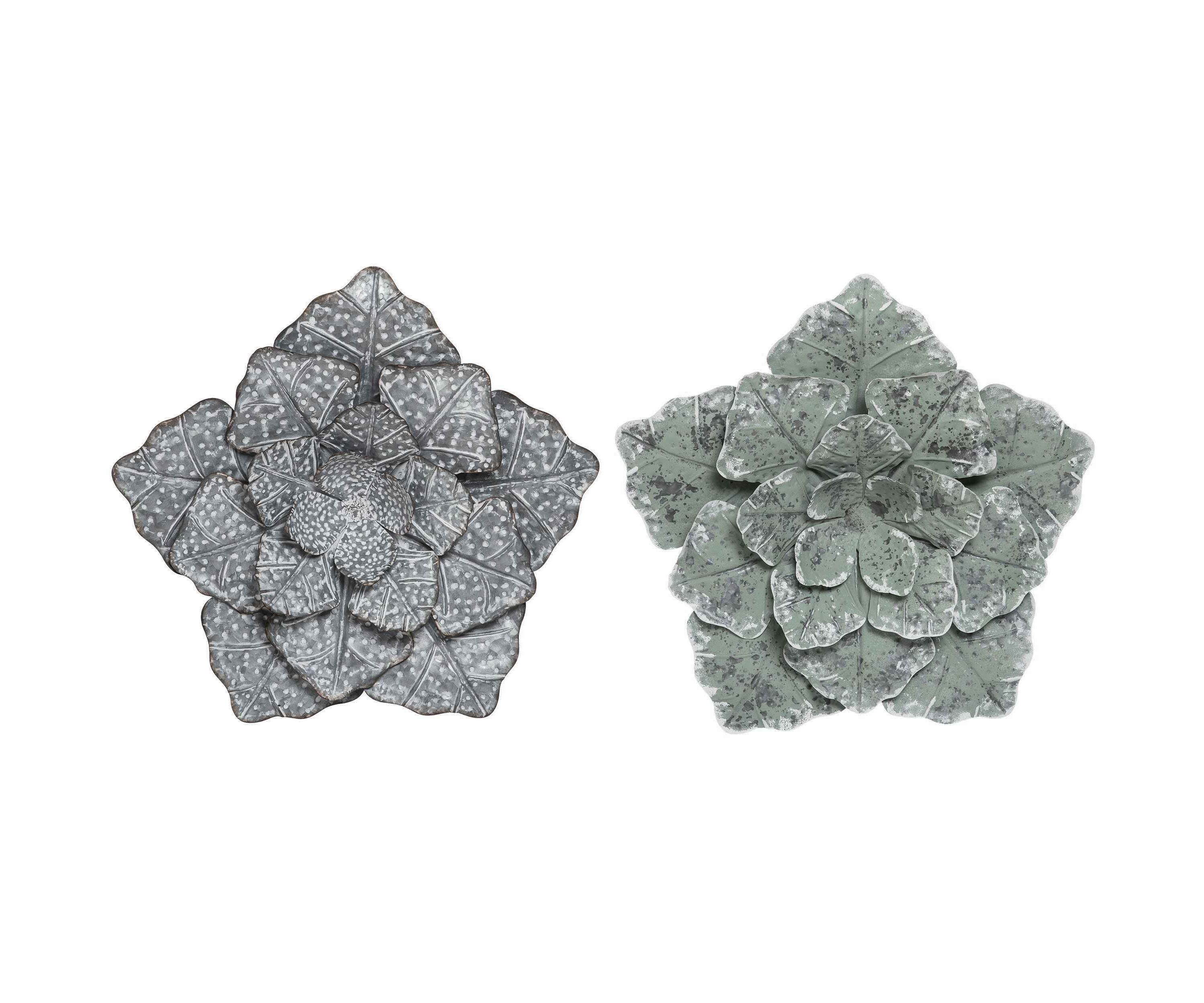 Transpac Large Metal Rustic Flower Decor Set of 2 Spring Home Decorations