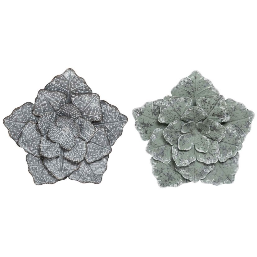 Transpac Large Metal Rustic Flower Decor Set of 2 Spring Home Decorations