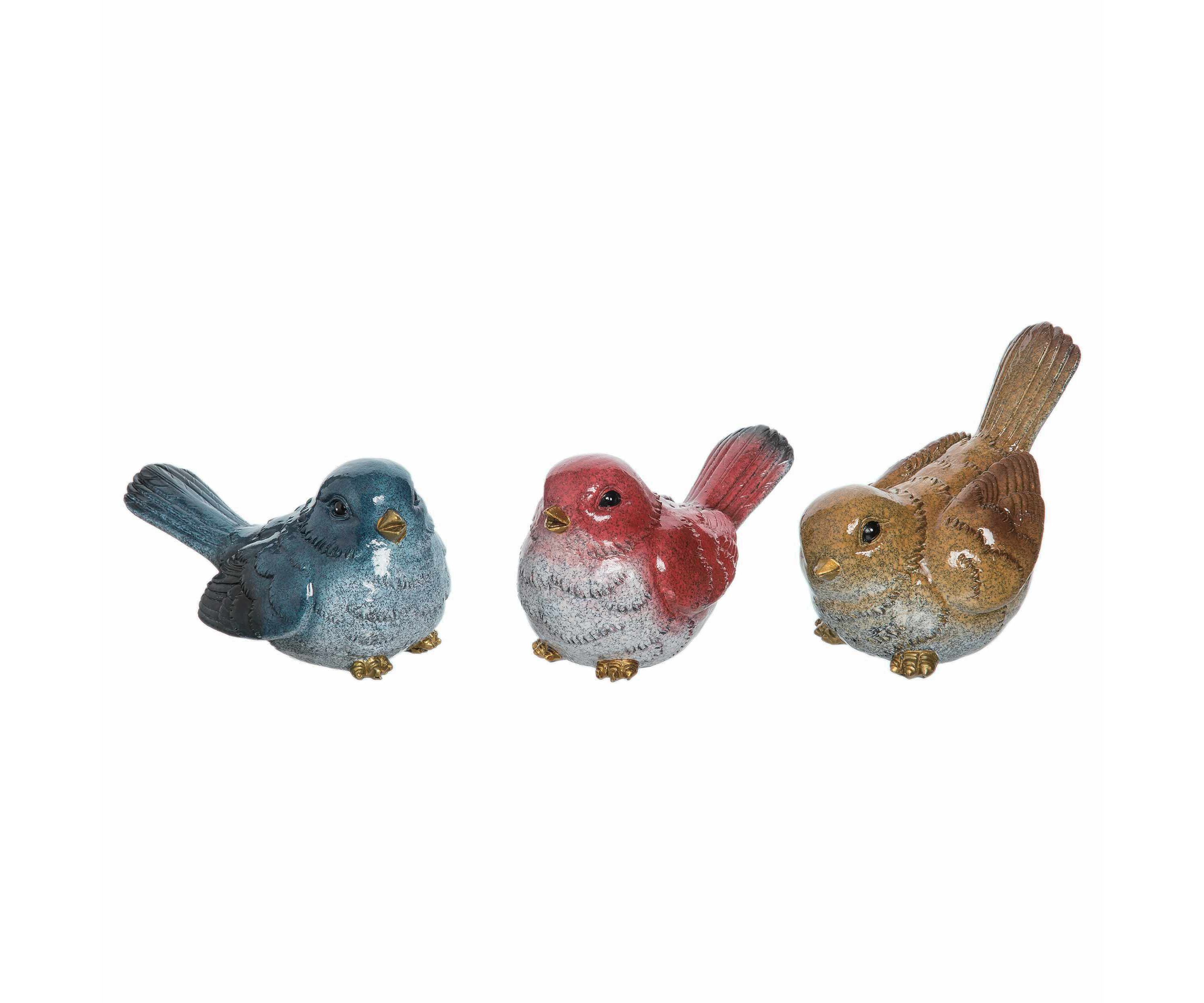 Transpac Med Resin Birdy Set of 3 Spring Home Decorations