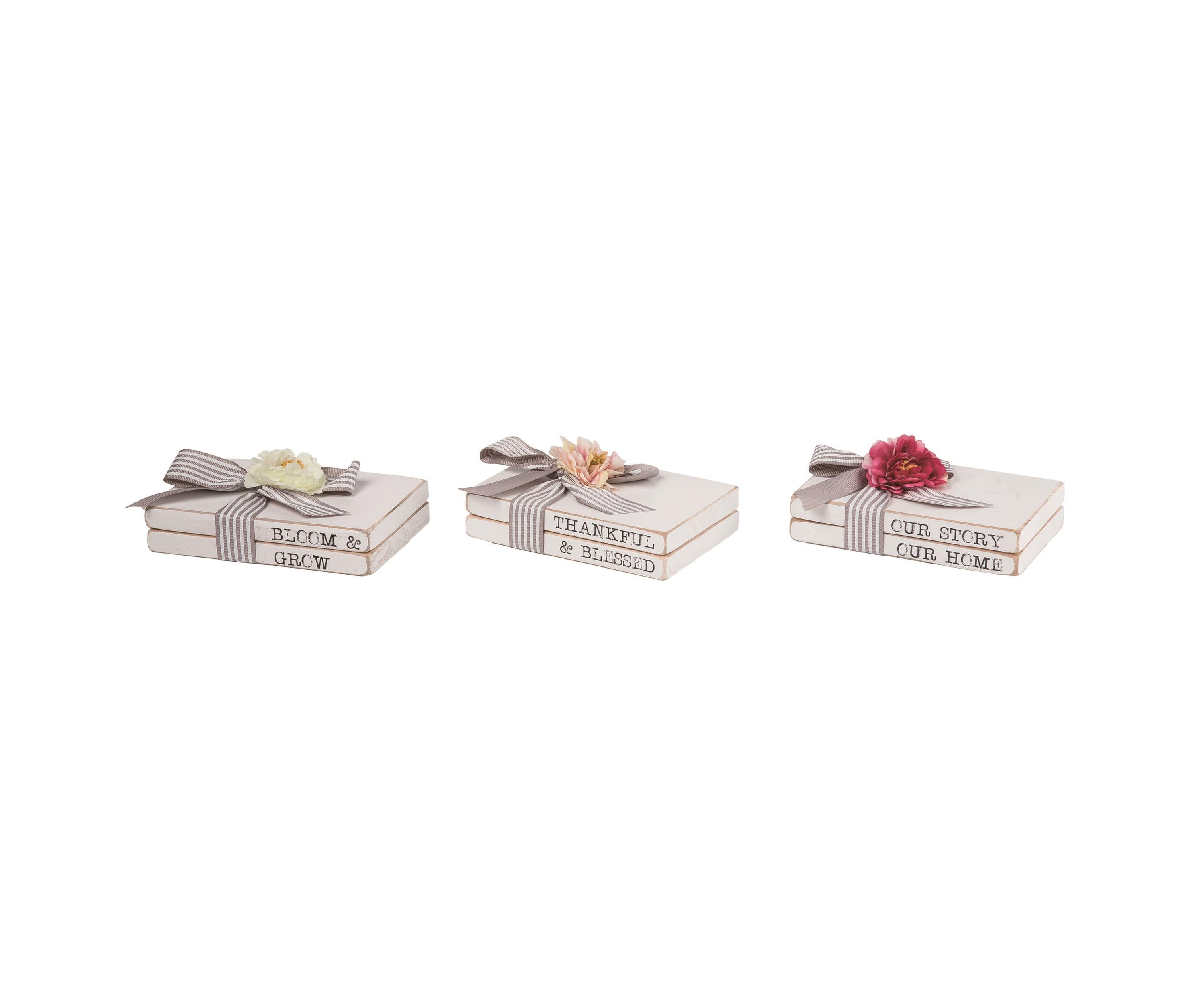 Transpac Small Wood Spring Book Stack Set of 3 Spring Home Decorations