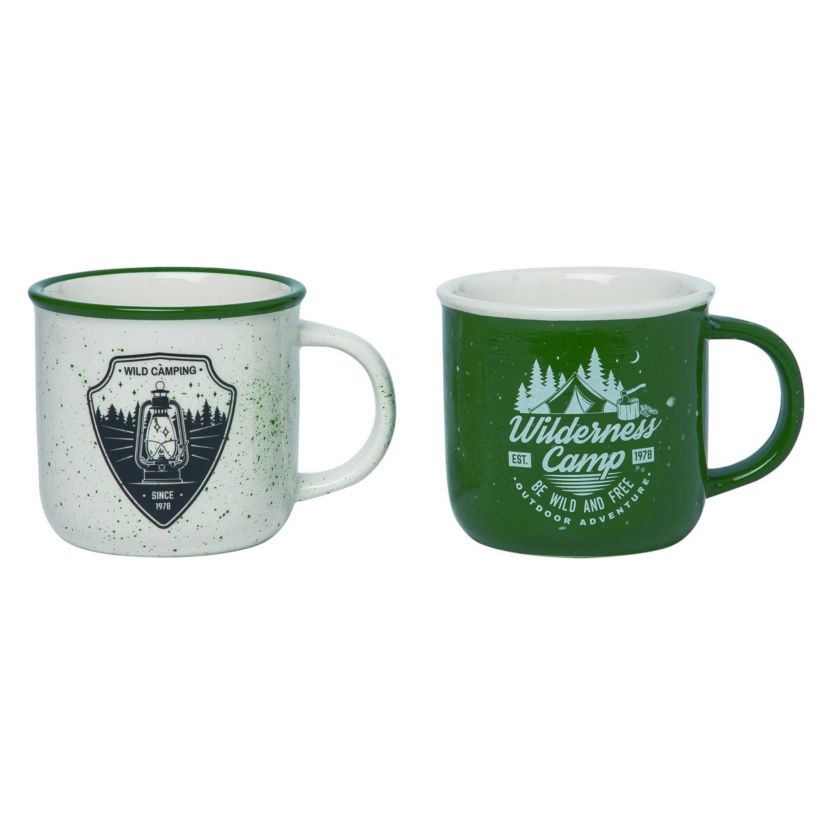 Transpac Ceramic Speckled Camping Mug Set of 2 Spring Home Decorations