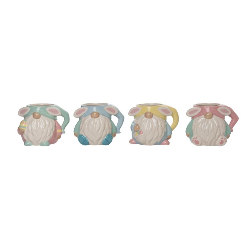 Transpac Ceramic Easter Gnome 20oz Mug Set of 4 Easter Home Decorations