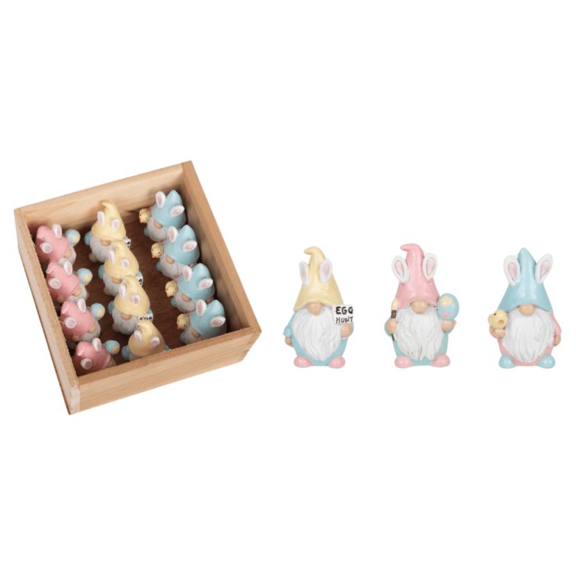 Transpac Resin 4.25 in. Multicolor Easter Gnomes In Crate Set of 12