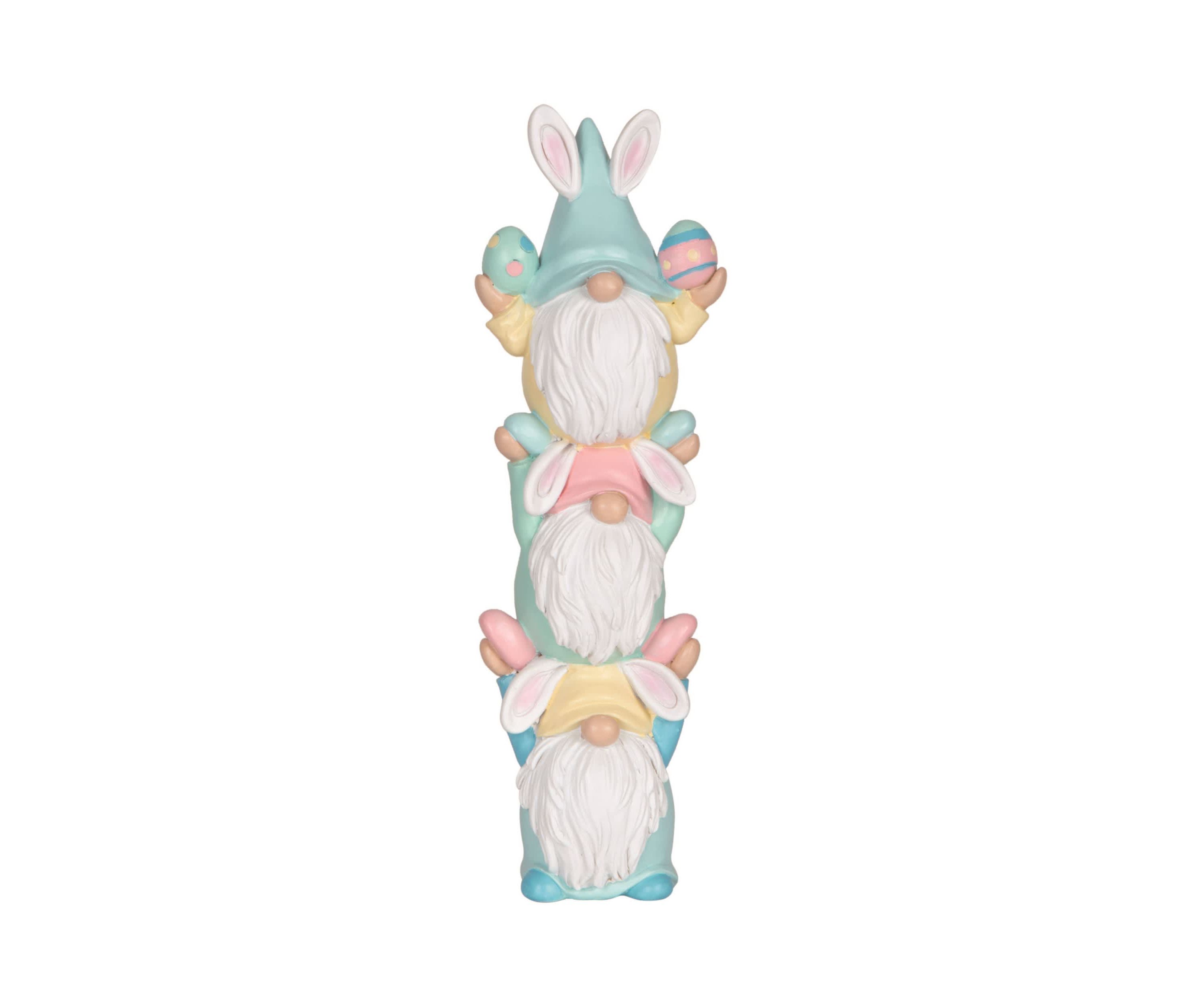 Transpac Resin 10" White Easter Stacked Easter Gnome Decor