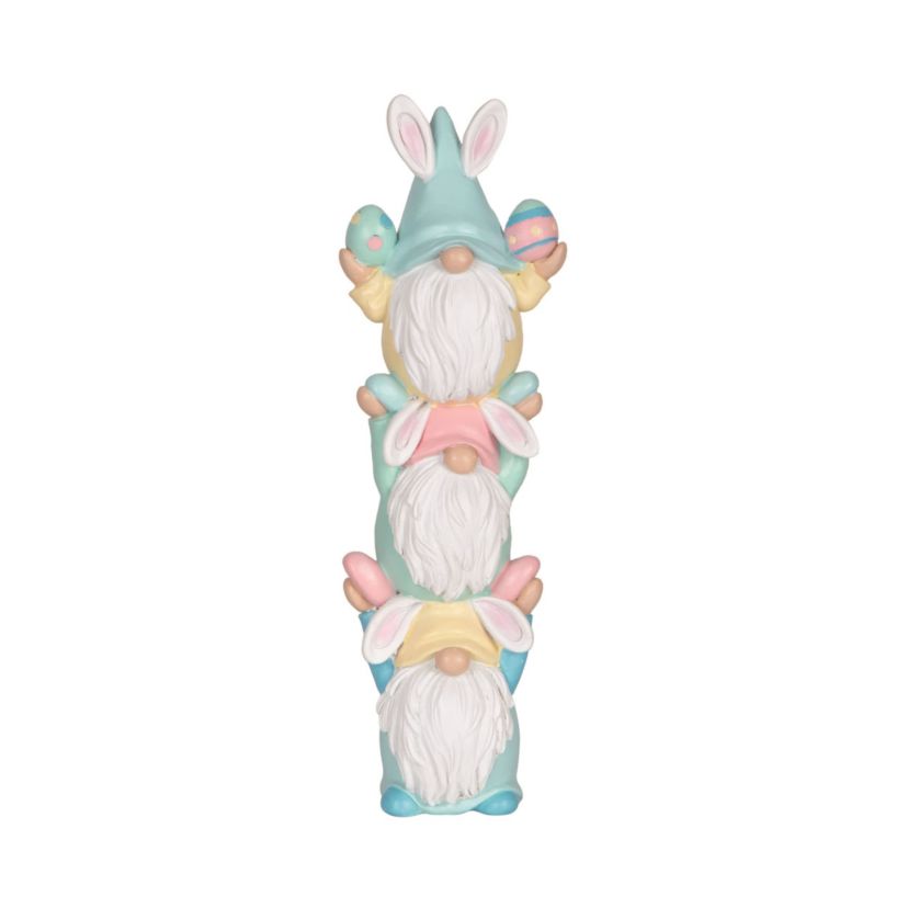 Transpac Resin 10" White Easter Stacked Easter Gnome Decor