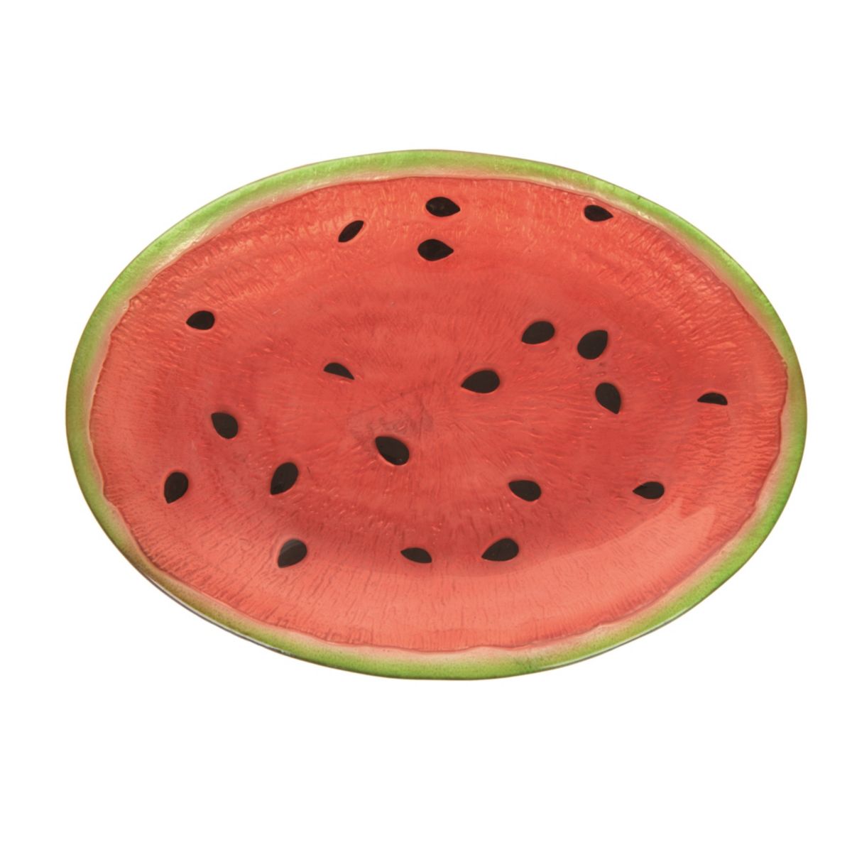 Transpac Fused Glass 12 in. Multicolor Spring Watermelon Platter