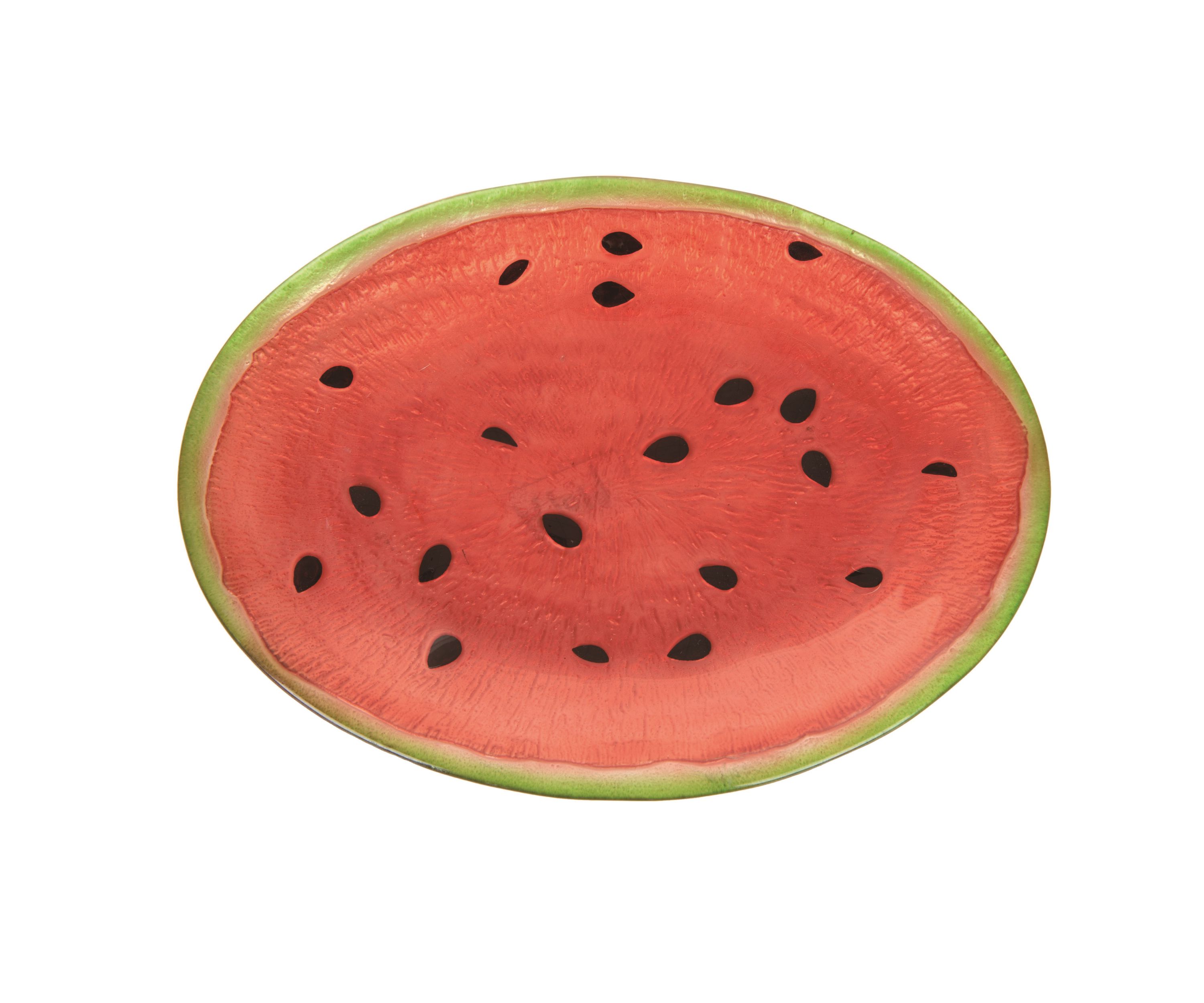 Transpac Fused Glass 12 in. Multicolor Spring Watermelon Platter