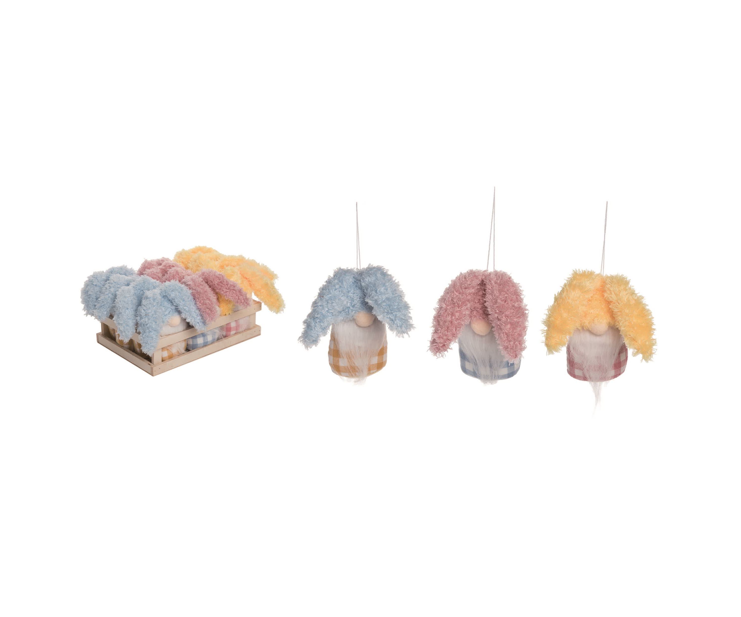 Transpac Polyester 9 in. Multicolor Easter Plush Big Nose Gnomes In Wooden Crate Set of 12