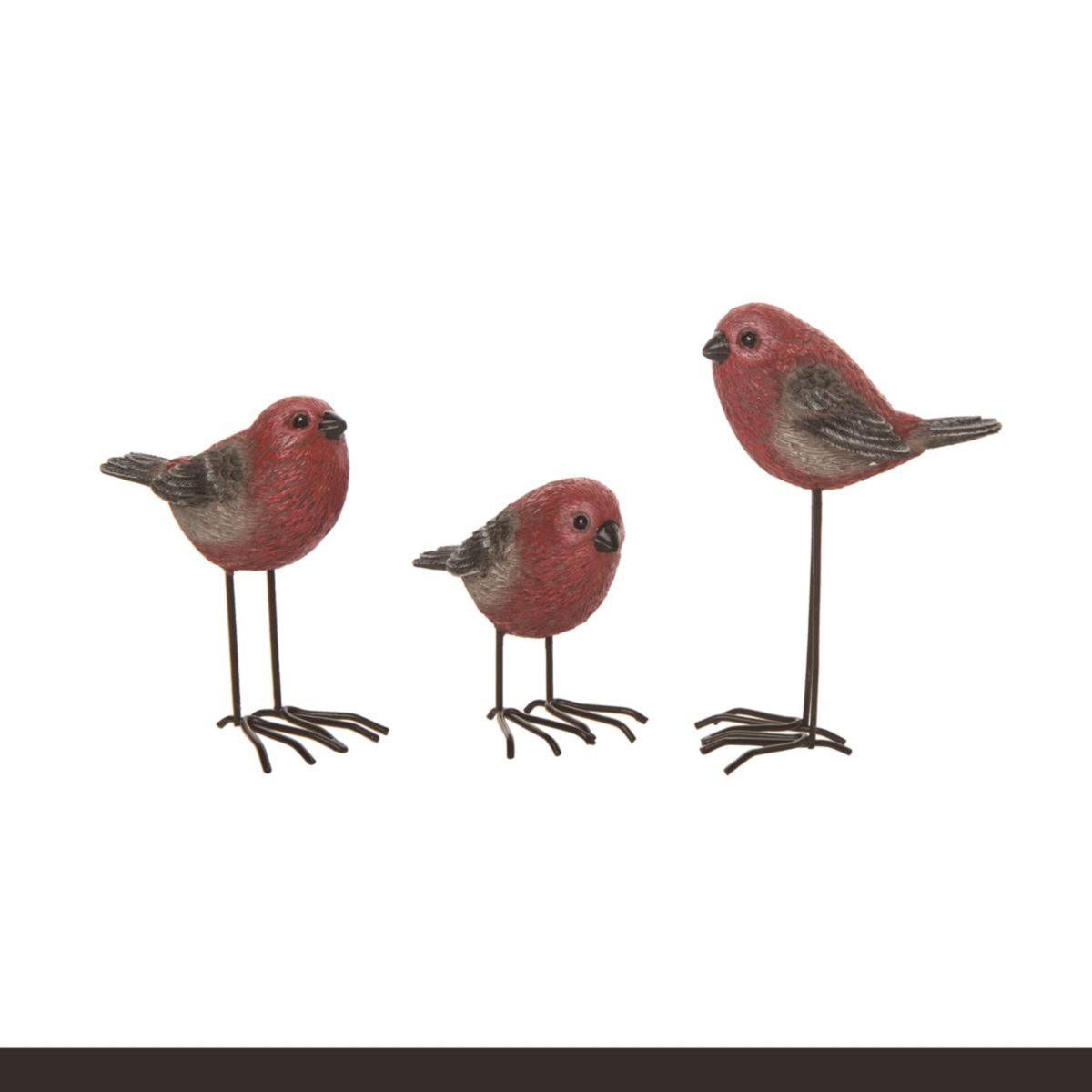 Transpac Resin 5.5 in. Multicolor Spring Leggy Grosbeak Birds Set of 3