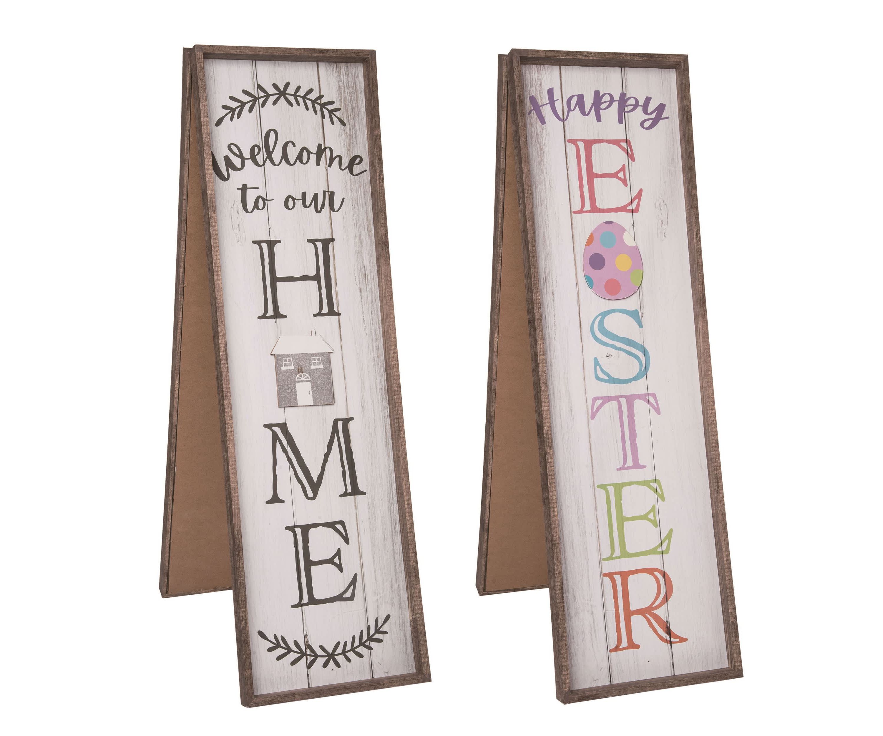 Transpac Wood 31.5" Multicolor Spring Reversible Porch Decor