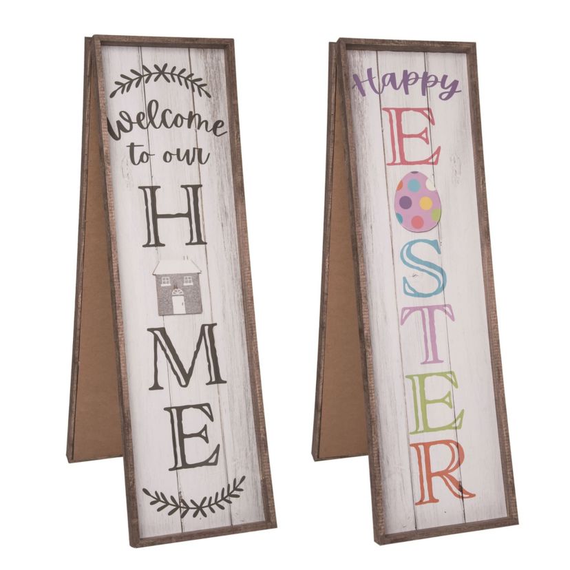 Transpac Wood 31.5" Multicolor Spring Reversible Porch Decor