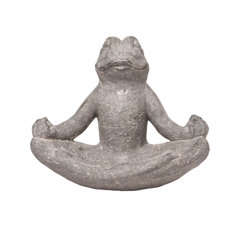 Transpac Resin 13" Gray Spring Zen Frog Birdbath