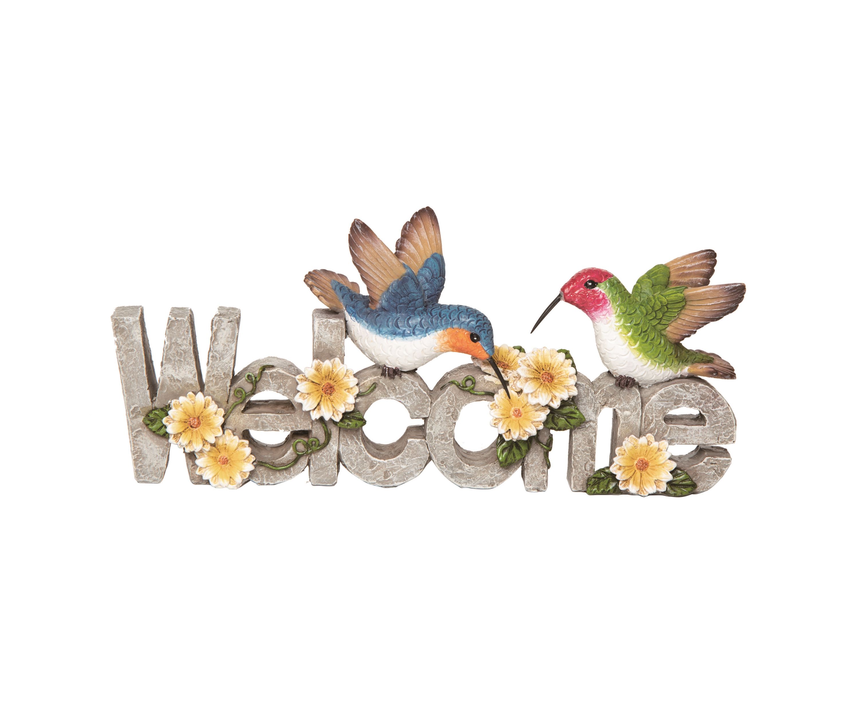 Transpac Resin 10.25 in. Multicolor Spring Hummingbird Welcome Decor
