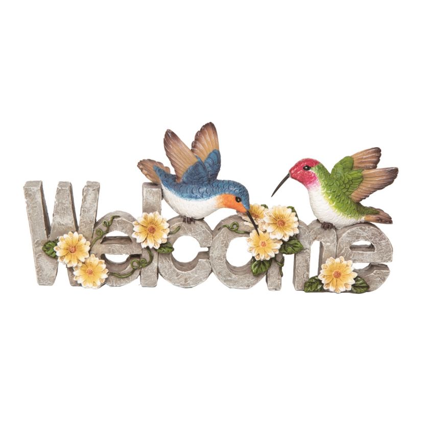 Transpac Resin 10.25 in. Multicolor Spring Hummingbird Welcome Decor