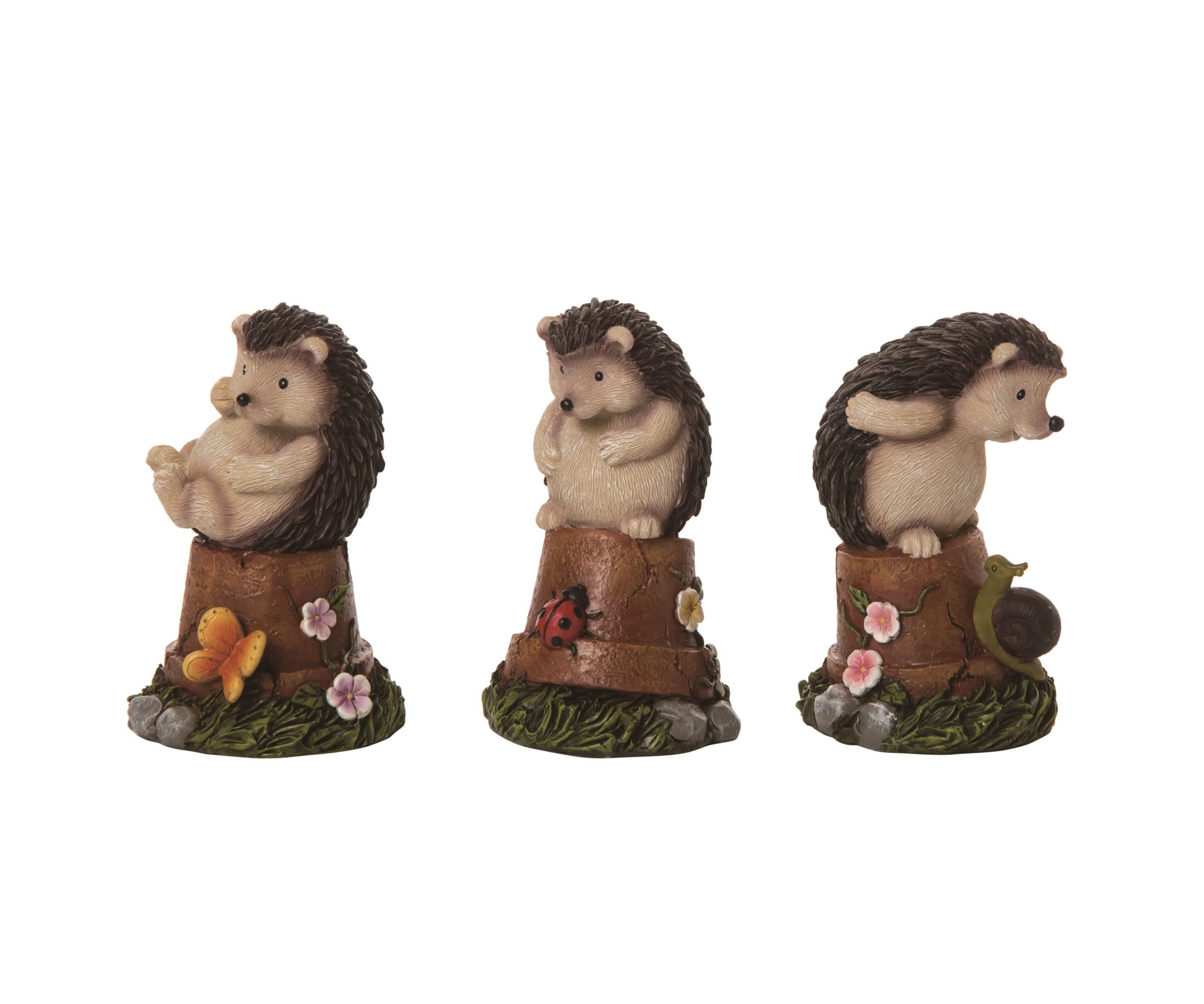 Transpac Resin Garden Hedgehog Figurine Set of 3 Spring Home Decorations
