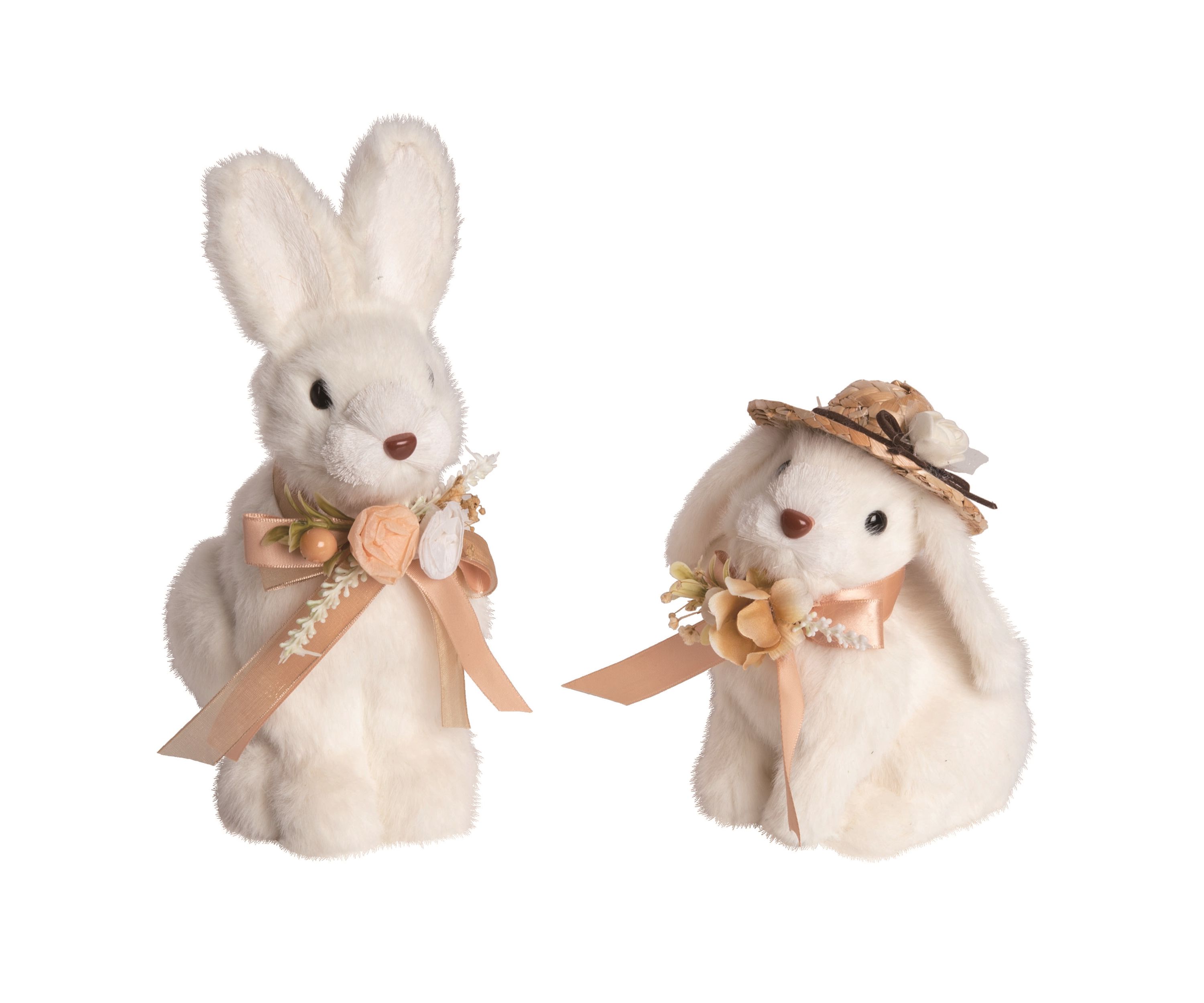 Transpac Foam 9.06 in. Off-White Easter Neutral Garden Bunny Set of 2