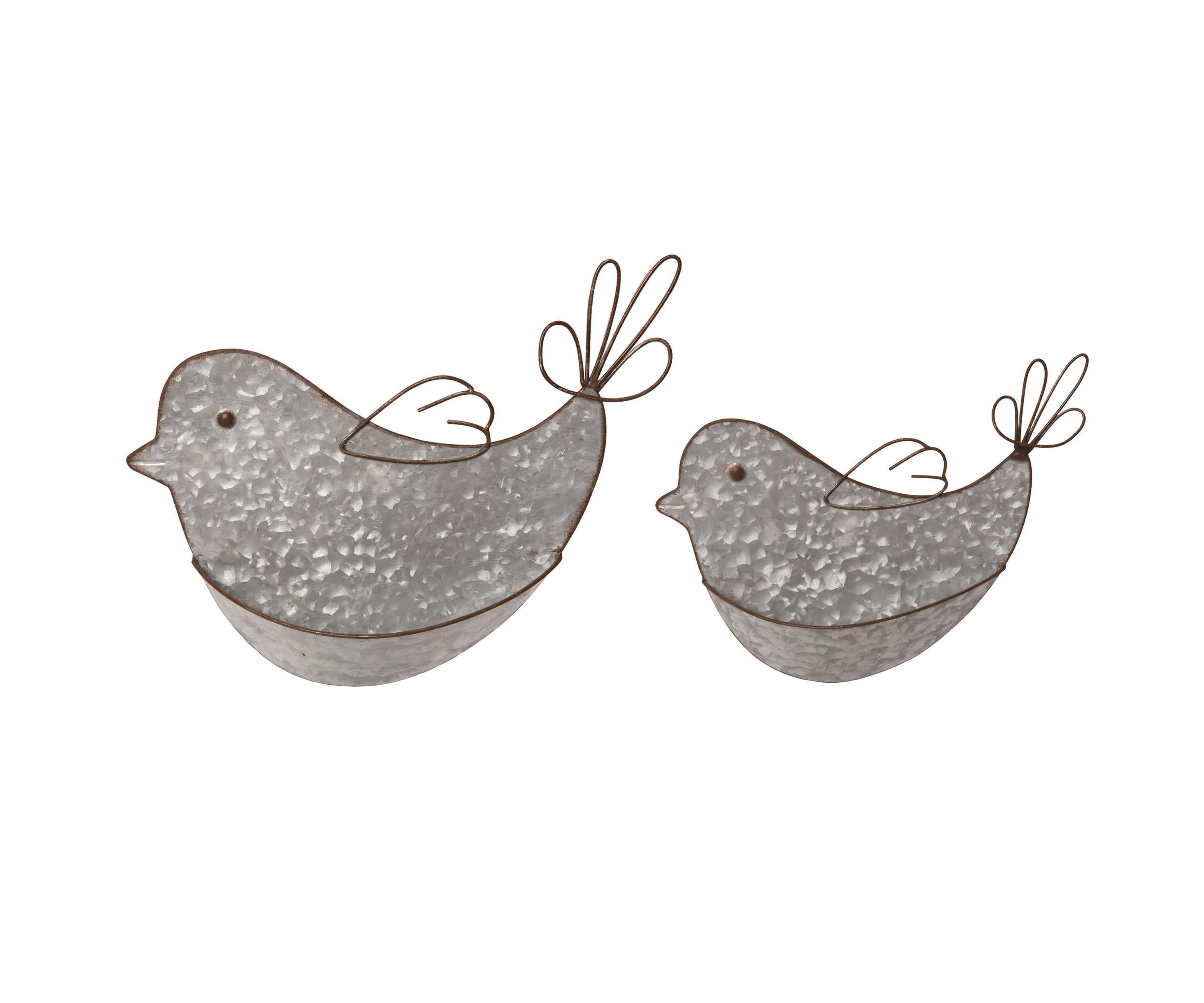 Transpac Metal 13.75" Silver Spring Hanging Bird Container Wall Decor Set of 2