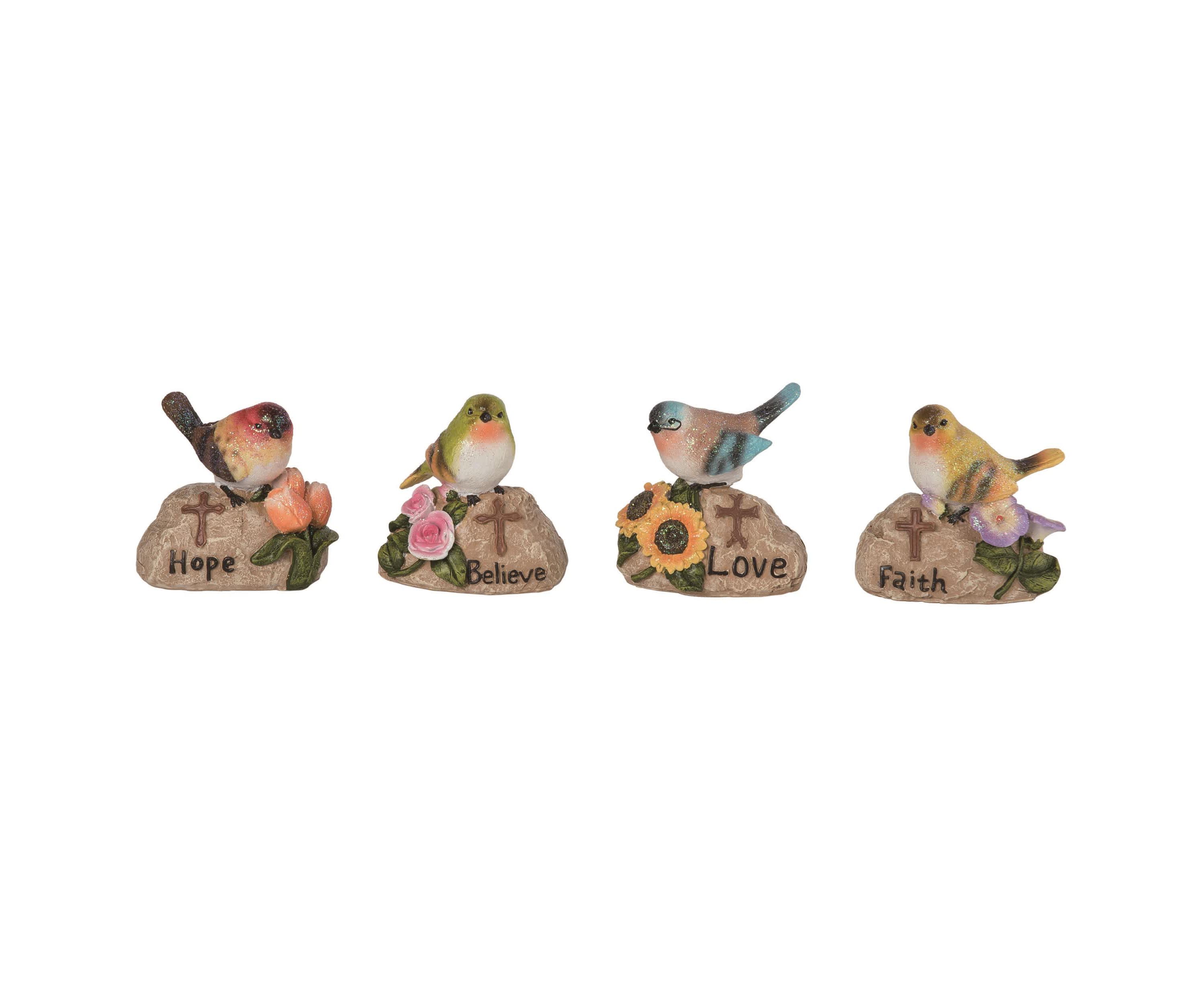 Transpac Resin Inspirational Bird Set of 4 Spring Home Decorations