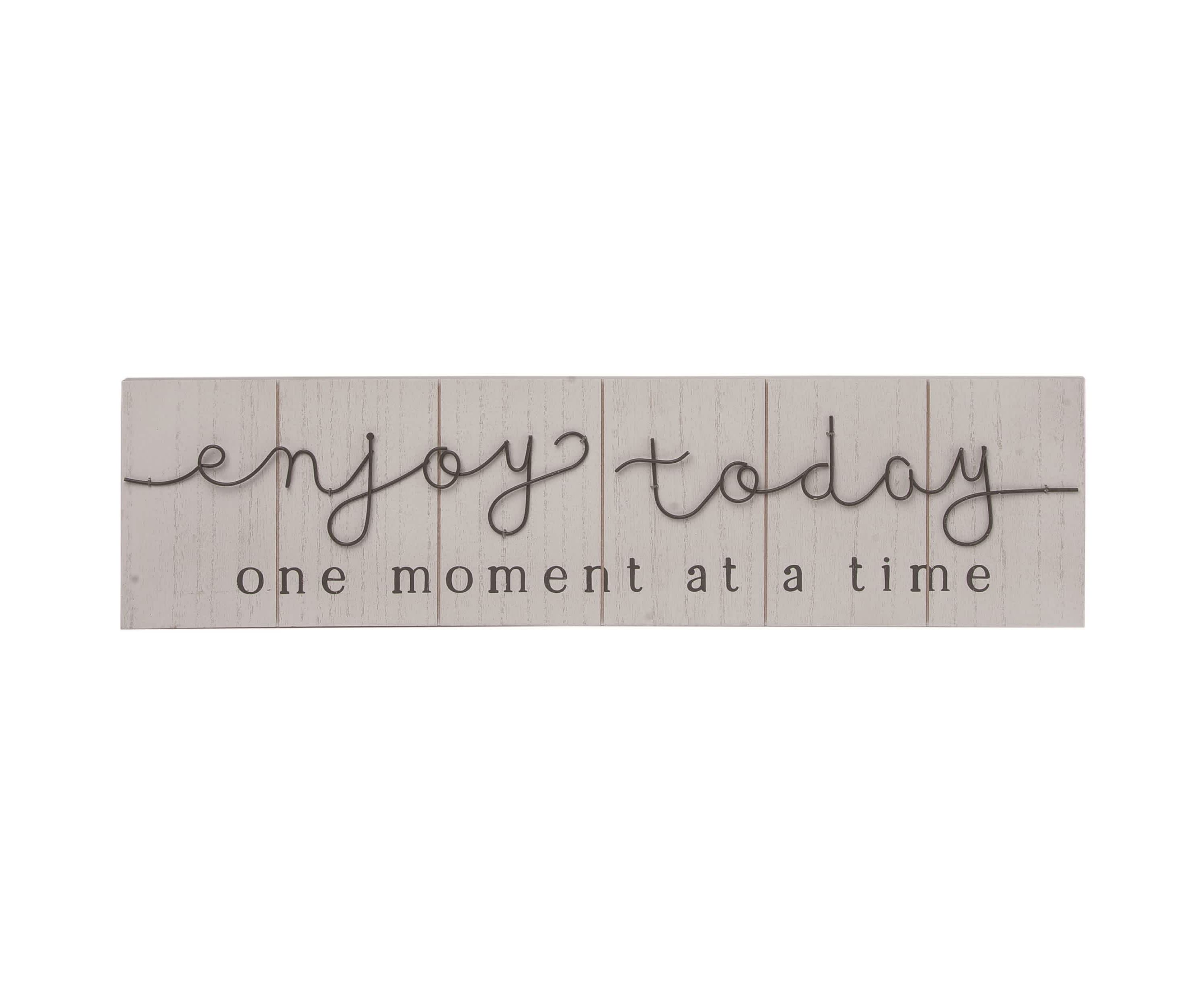 Transpac Wood 23.82" White Spring Enjoy Today Wire Wood Sign