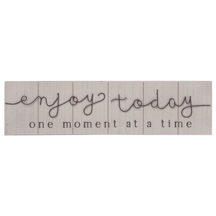 Transpac Wood 23.82" White Spring Enjoy Today Wire Wood Sign