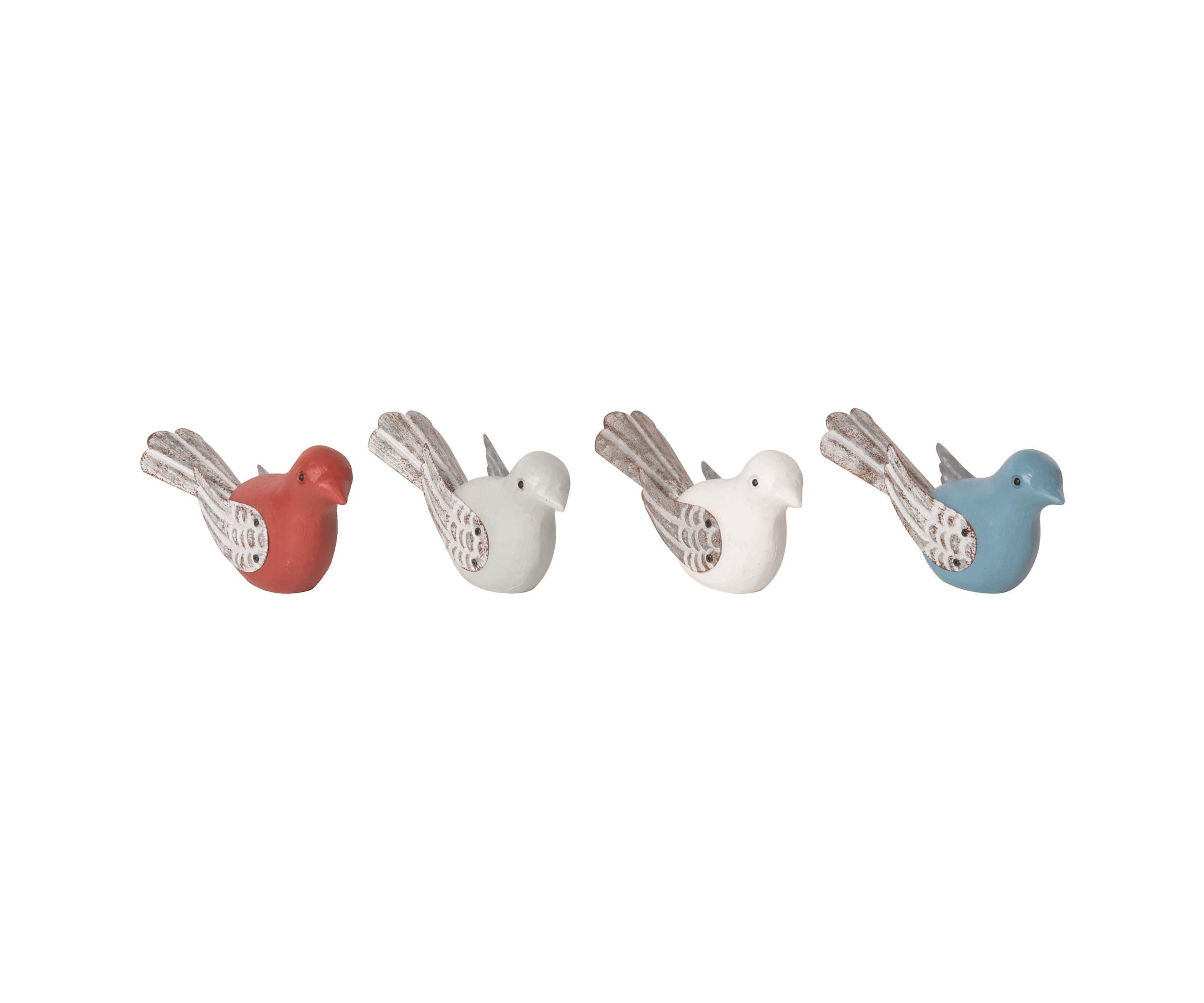 Transpac Resin Rustic Bird Decor Set of 4 Spring Home Decorations