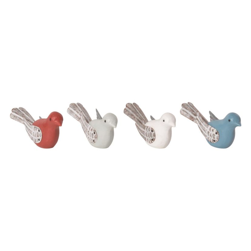 Transpac Resin Rustic Bird Decor Set of 4 Spring Home Decorations
