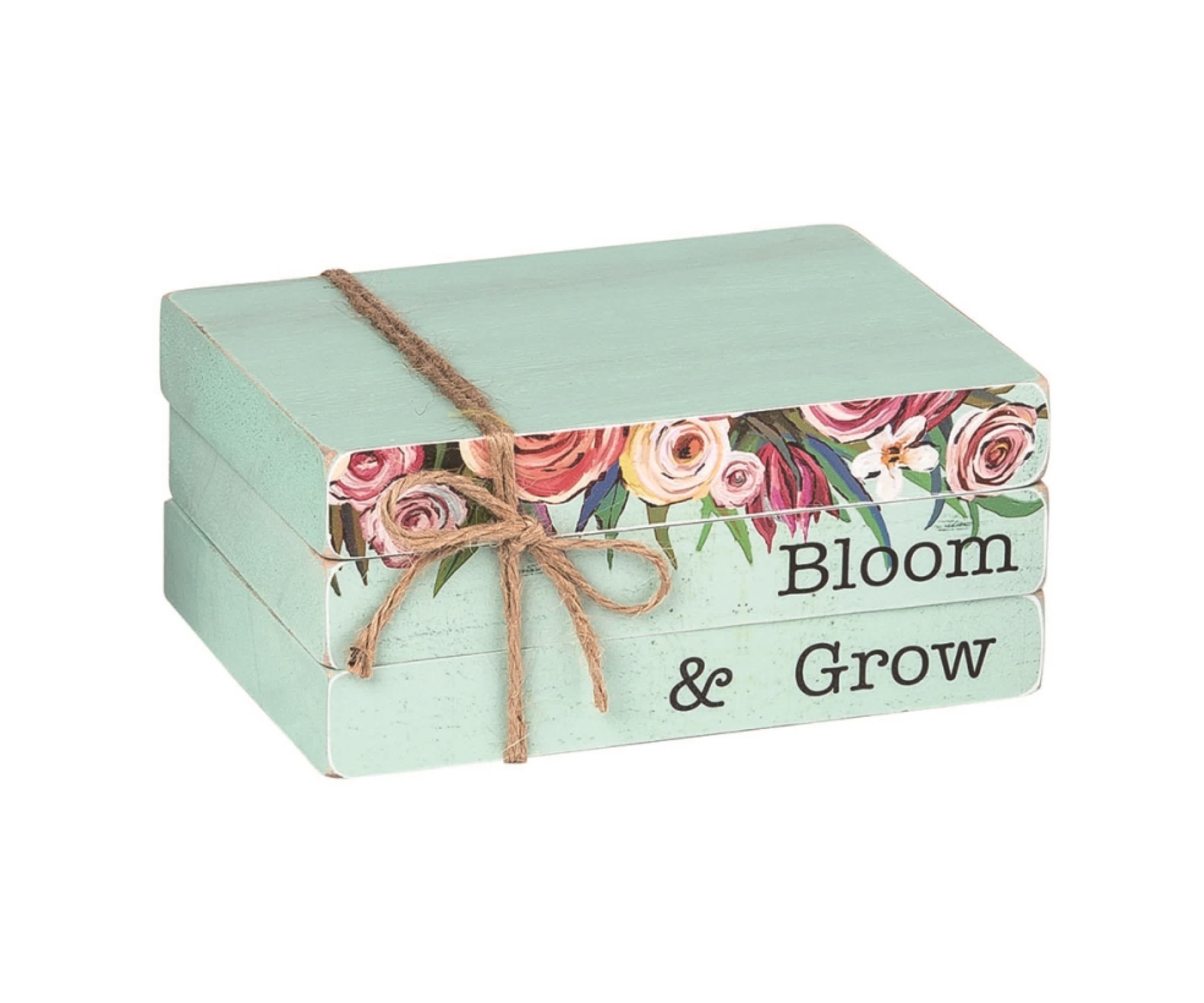 Transpac Wood 6.75" White Spring Bloom and Grow Book Stack