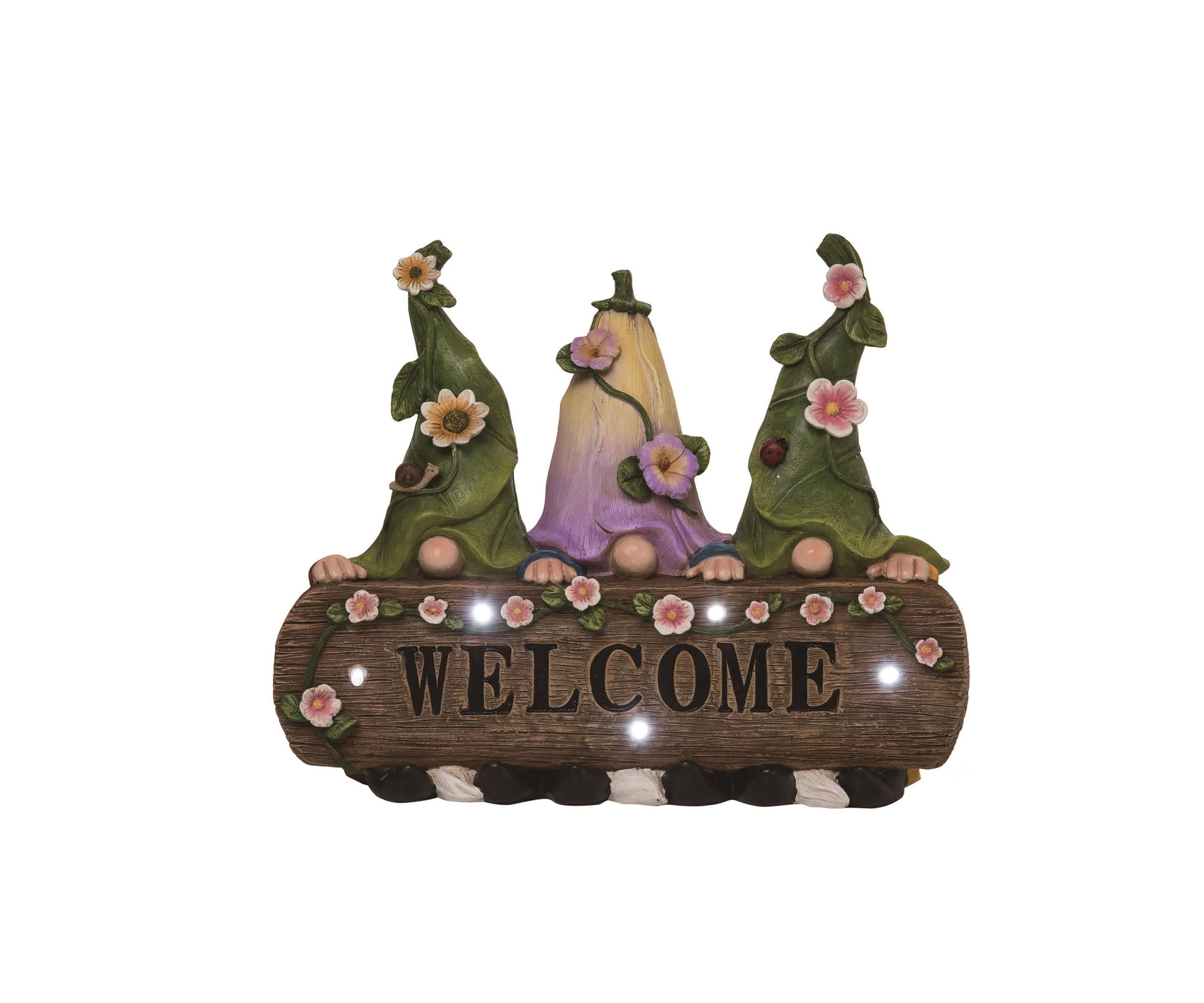 Transpac Resin 11.5" Multicolor Spring Solar Welcome Gnome Garden Decor